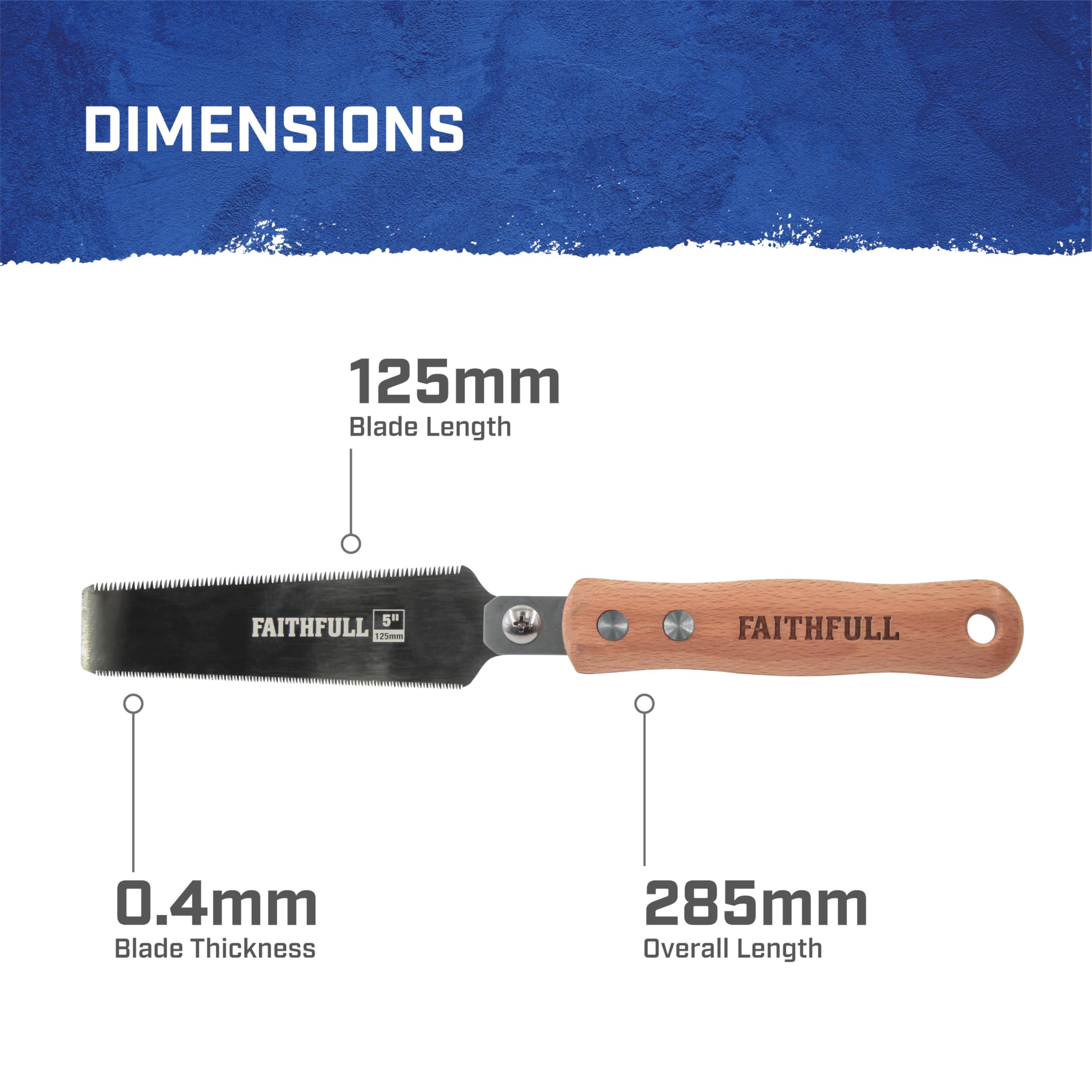Faithfull Double Sided Pull Saw 125mm (5in), Japanese Style Hand Saw - Image 2