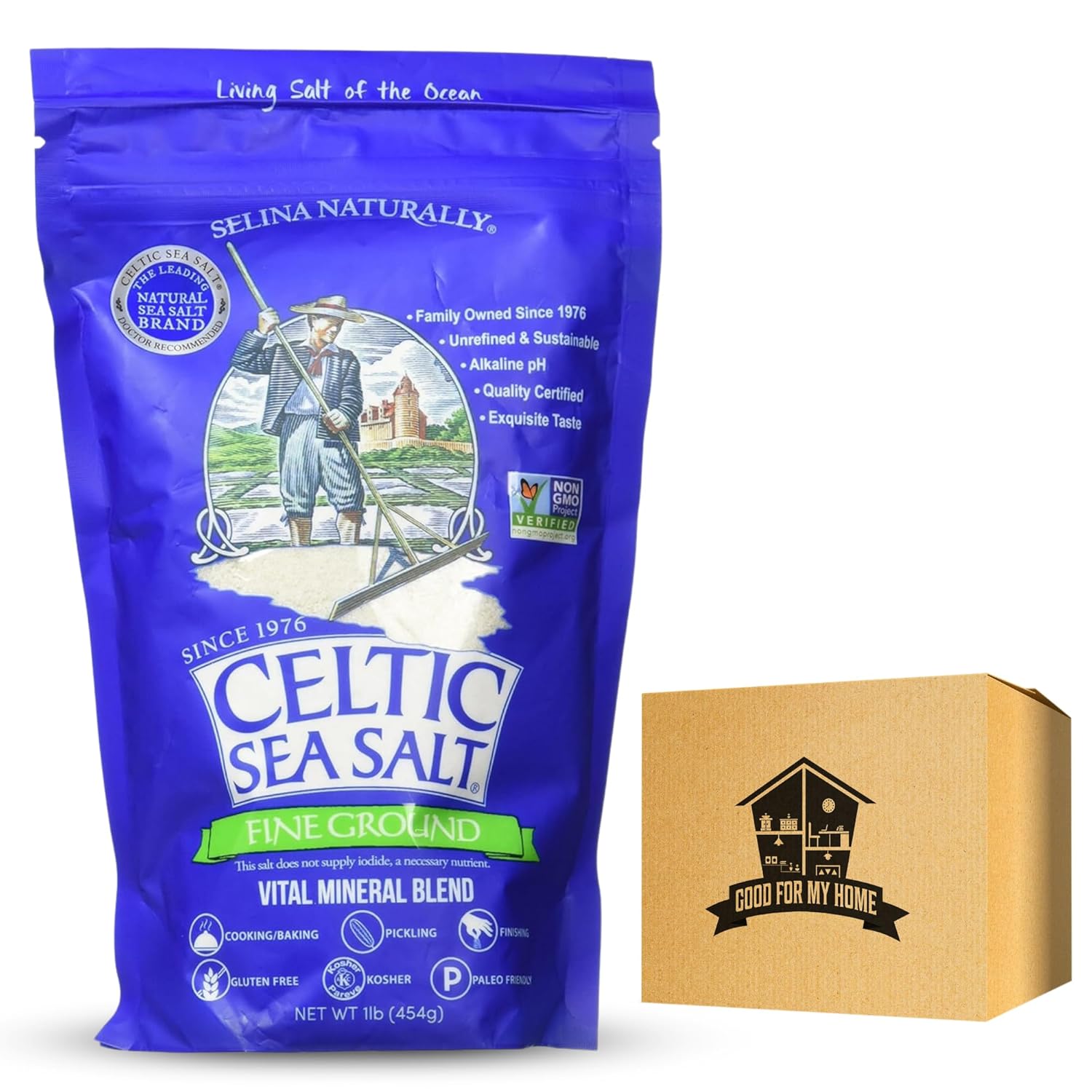 Fine Ground Celtic Sea Salt Bundle. Includes One16 Oz Bag