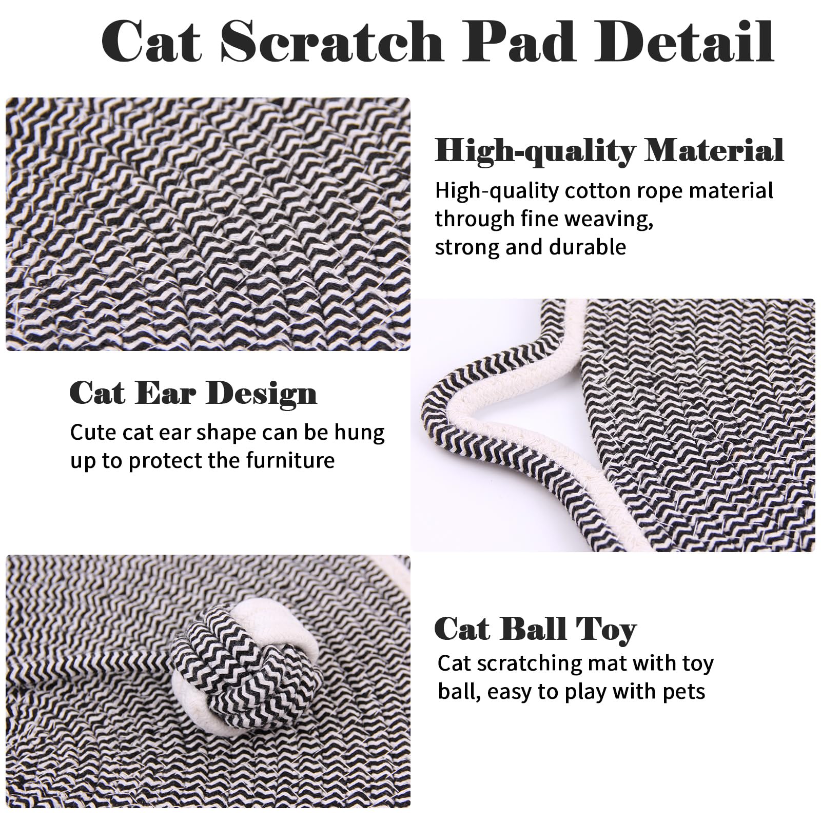 Tapis Griffoir Chat,2 Pièces Grattoir Chat Gris Griffoir pour Chat avec Jouet de Balle, Planche à Gratter 42 cm Corde de Coton Tapis Protège Les Meubles et Les Canapés Chat Accessoire