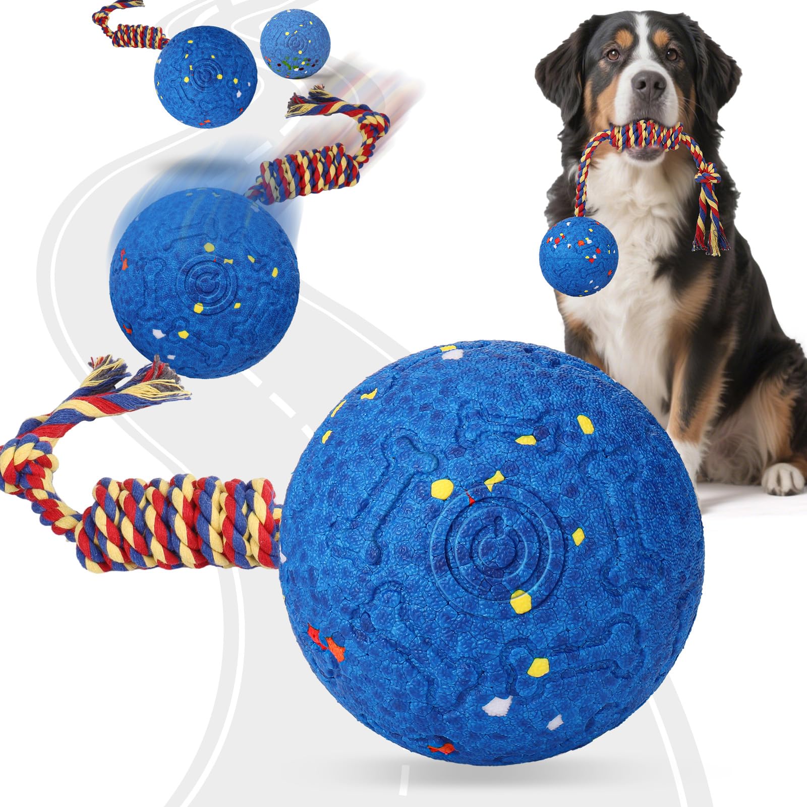BABORUI Interactive Dog Toys Ball with Rope Tail E-TPU Automatic Interactive Dog Toys for Aggressive Chewers Indestructible Dogs