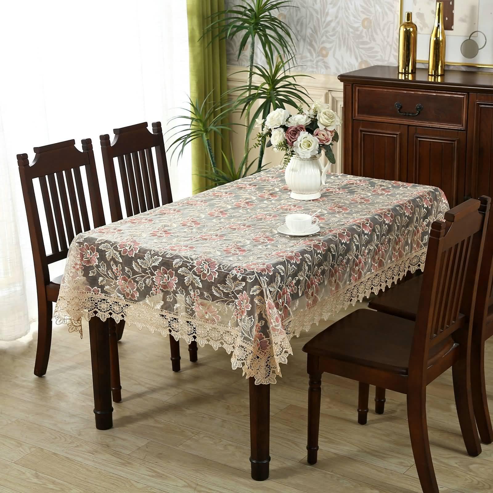 Tovaglie Antimacchia Rettangolari Poliestere, Rosa Caffè, 130x180cm