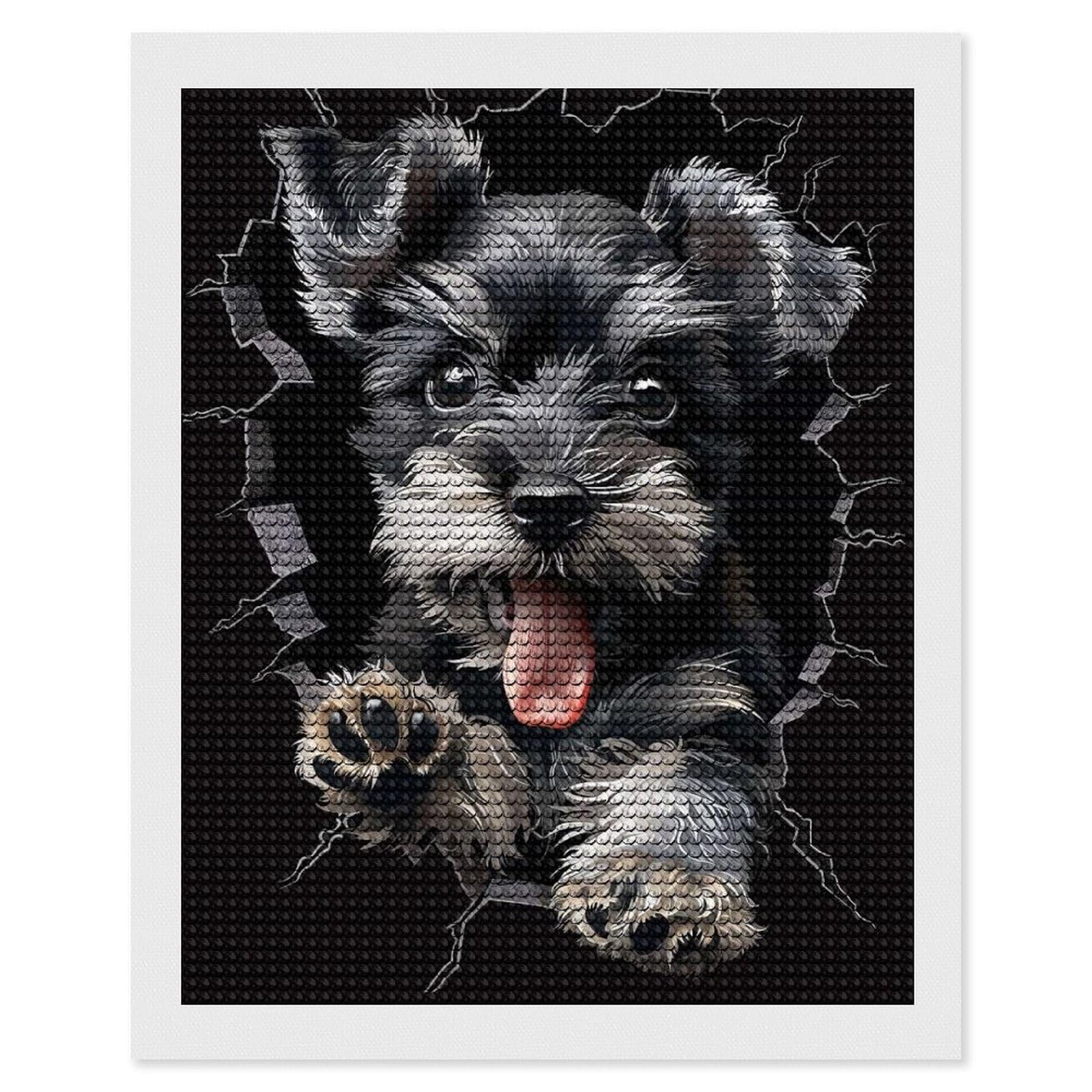 Junmoney Miniature Schnauzer Diamond Painting Canvas Kit 16"x20", Leisure Activity, Aesthetic Room Decor, with Tool Kit, DIY, Gift