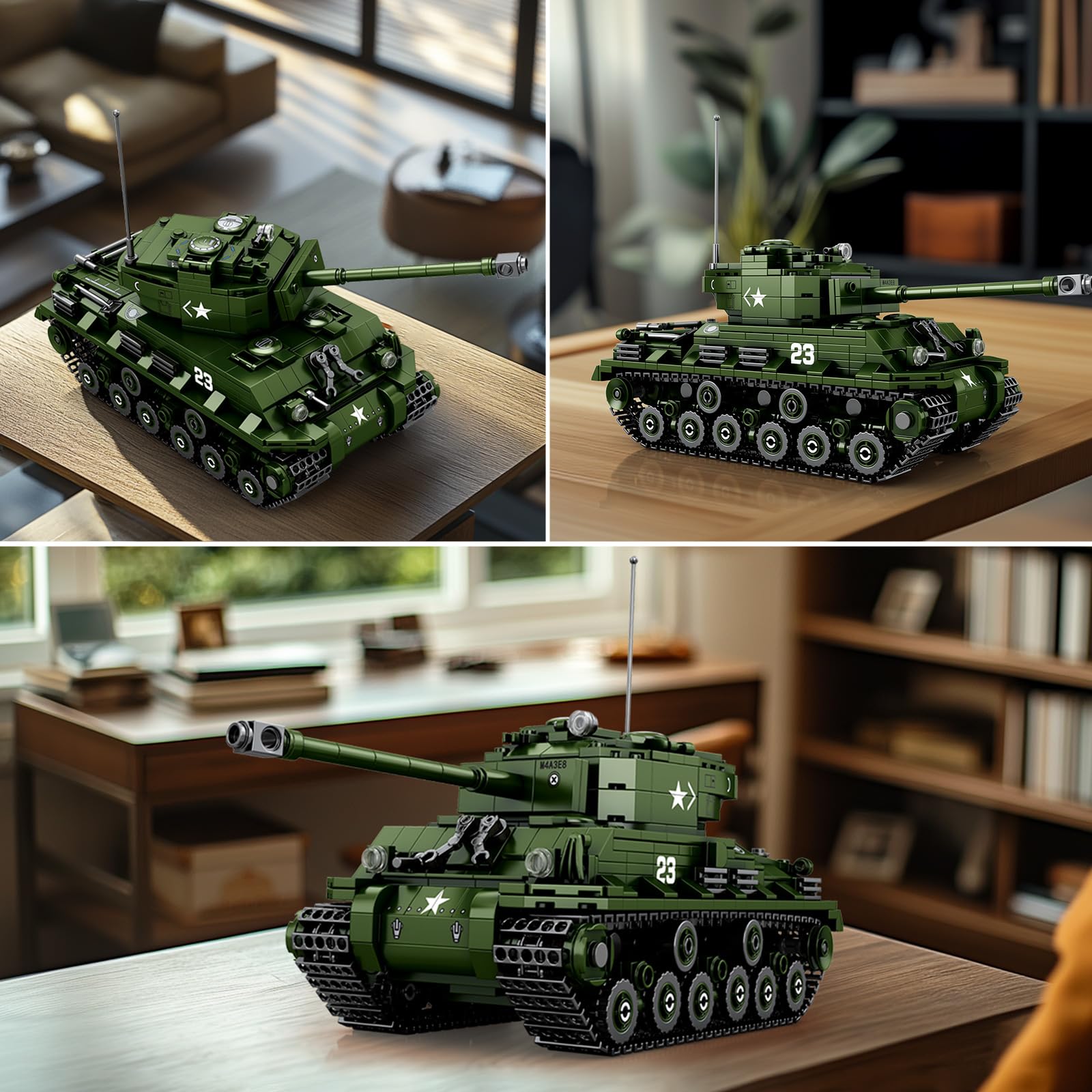 Reobrix M4A3E8 Sherman Military Tank Building Set for Adults 1:30 Scale WW2 Medium Armed Battle Tank - Image 3