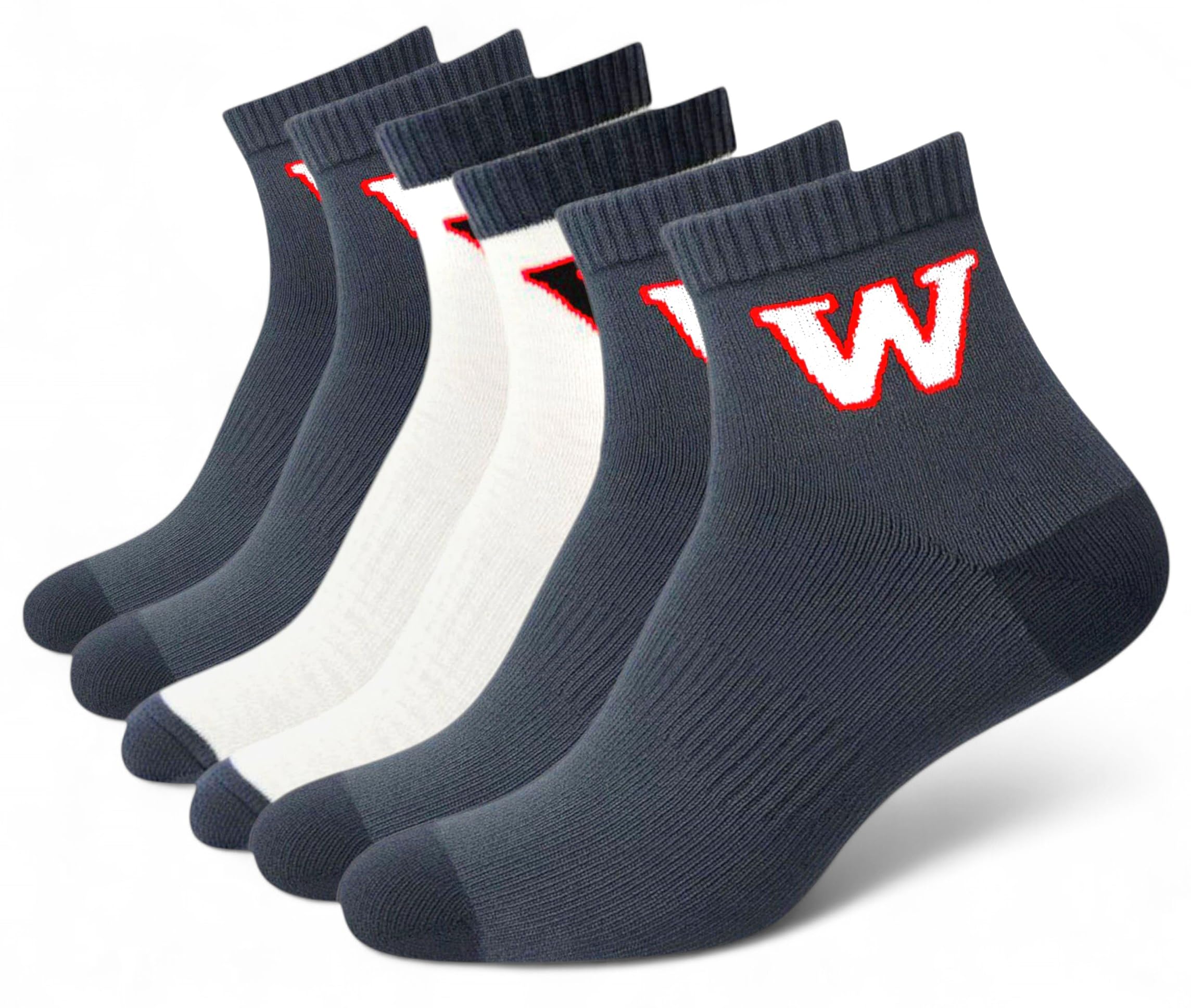 Cotton Ankle Socks for Men & Women, Athletic Style, Moisture Wicking, Free Size, Multicolour, Pack of 6 Pairs-image-19
