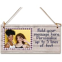 Personalised Wooden Plaque with Photo Add Your Own Message Friendship BFFs Family Door Sign Hanging Gift Home Decor