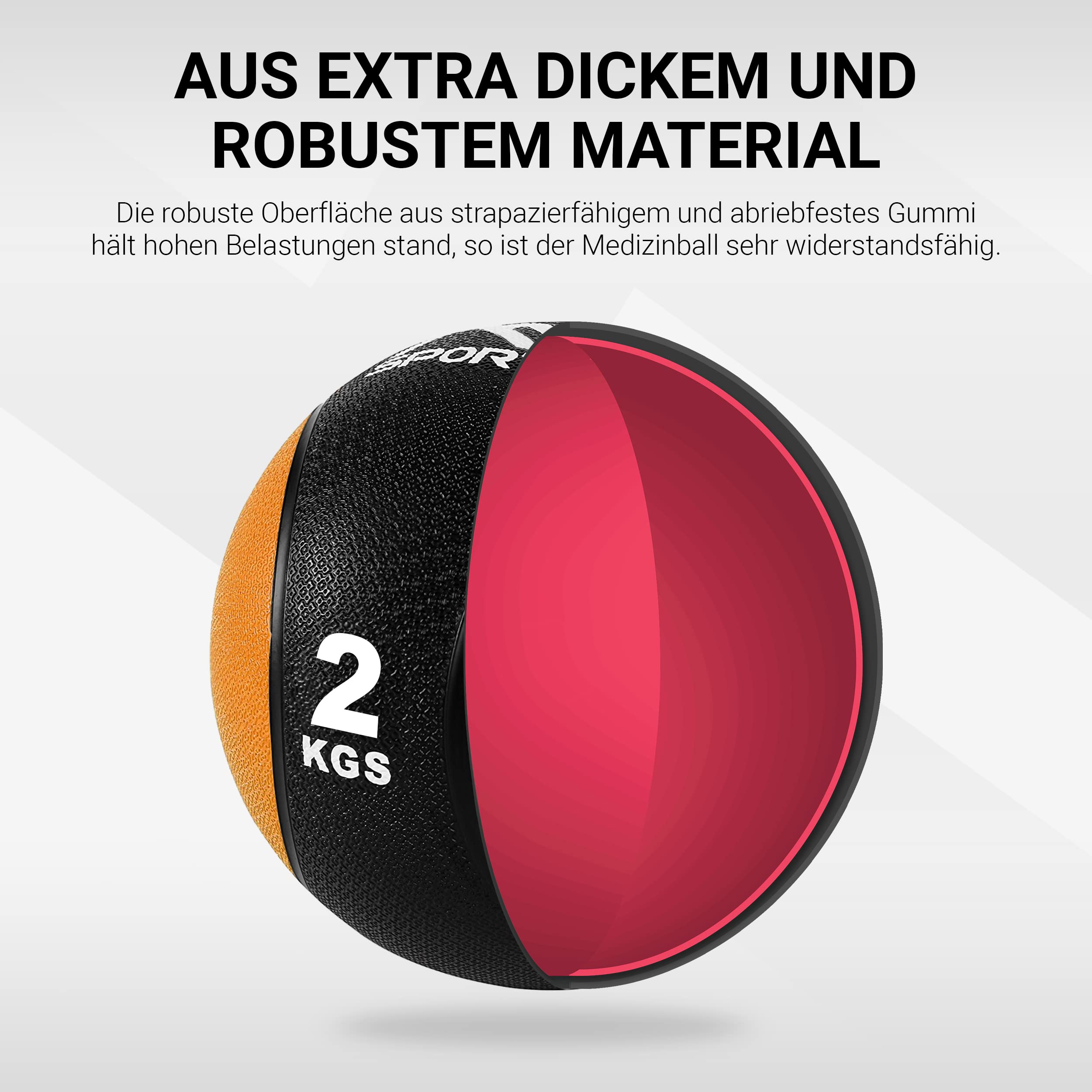 Balón medicinal 1 - 10 kg - calidad de gimnasio profesional con póster de ejercicios - balones de ejercicio – Medicinal