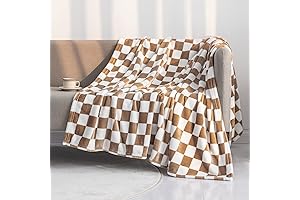 Brown Checkered Blanket: LOMAO Flannel Throw Blanket with Grid Pattern