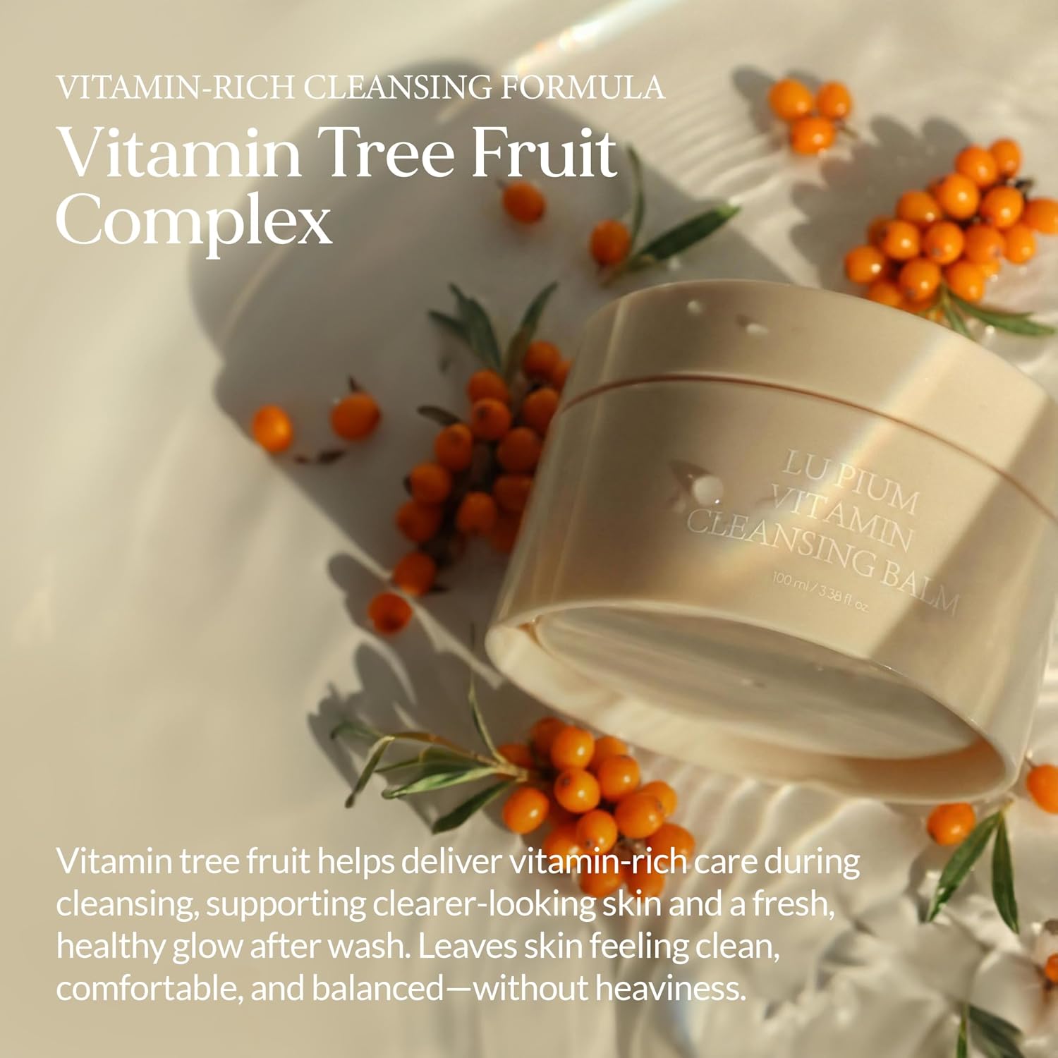 LU'PIUM Vitamin Cleansing Balm - Makeup Remover & Deep Cleansing Balm with Vitamin Tree Fruit & Olive Oil, Hydrating Glow Cleanse, Balm-to-Oil Texture, Korean Skincare (100ml / 3.38 fl.oz.)