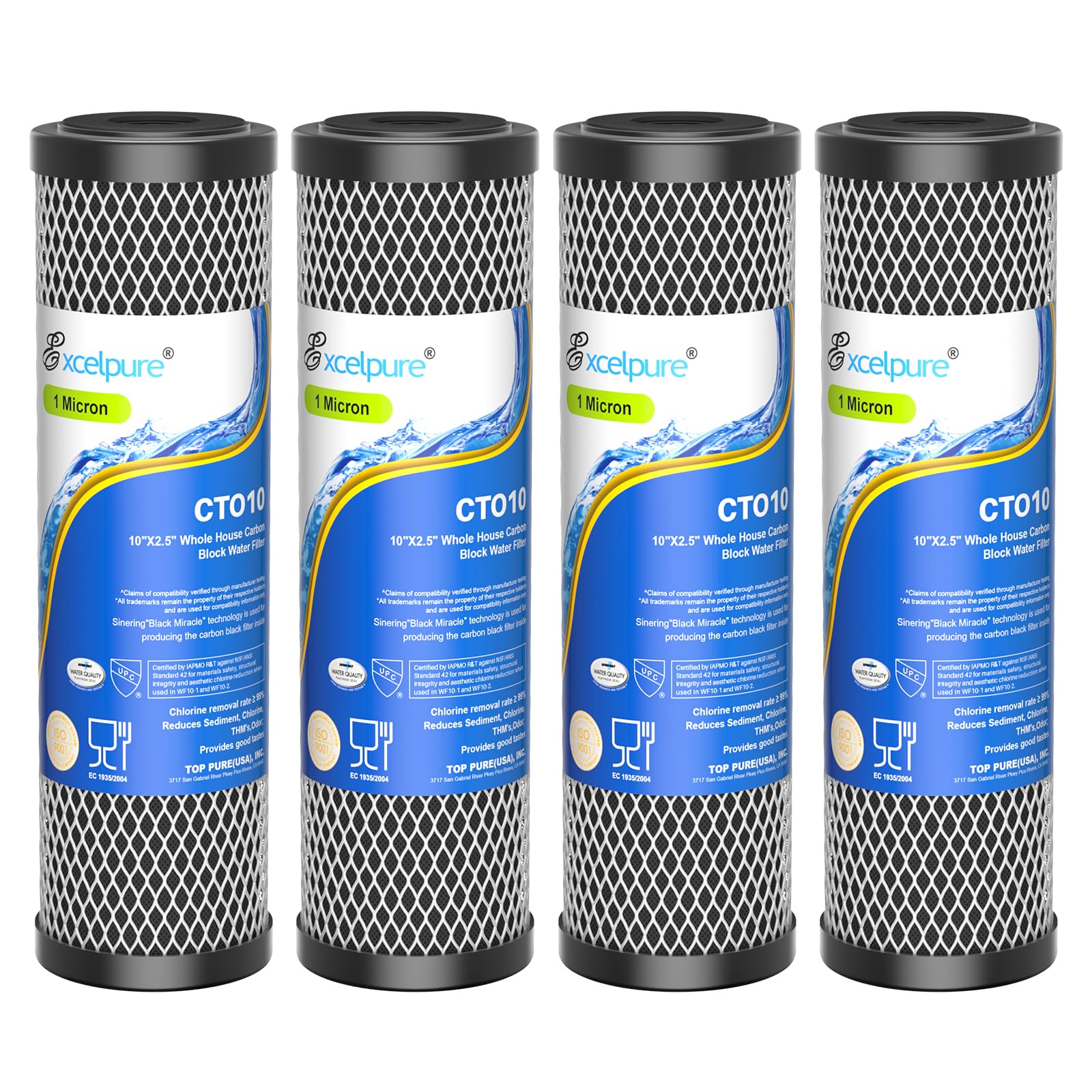 EXCELPURE 1 Micron CTO Carbon Filter, 4-Pack