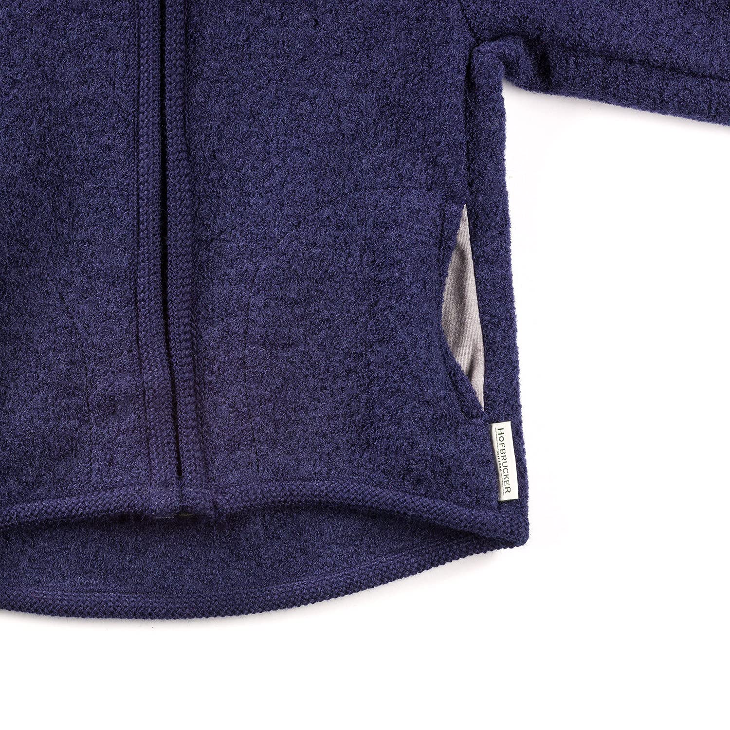 Hofbrucker Wollwalk - Chaqueta de lana merino con capucha para otoño a primavera, arándanos, 9 mes