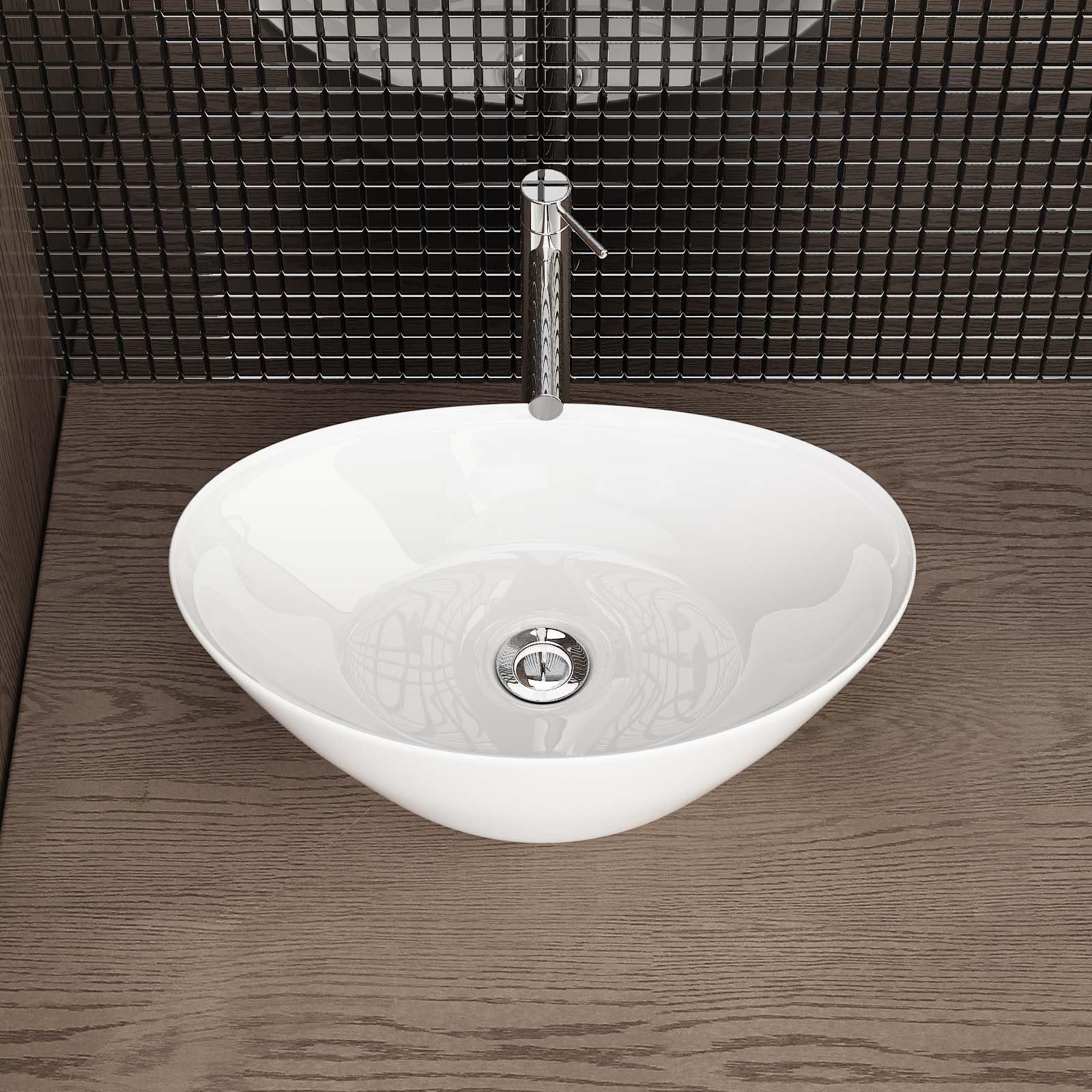 Ceramiczna umywalka stołowa do toalety dla gości Waschbecken24 (biały / A689, 45x28x15cm)