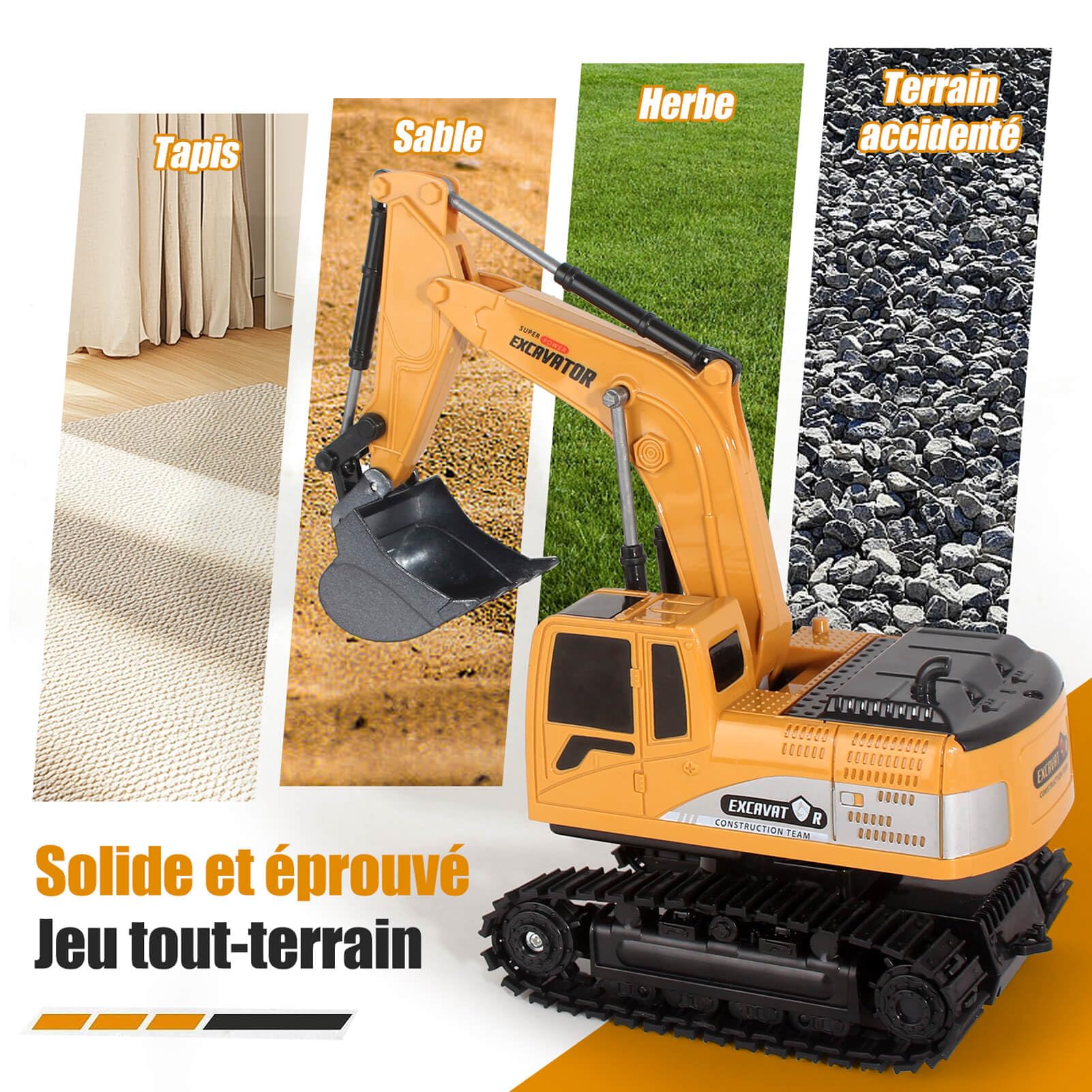 Jiakora Pelleuse Télécommandée pour Enfants, Pelleuses Radiocommandées avec Pelle en Métal, Pelleuse Jouets pour Garçons avec Lumières et Sons, Cadeaux Pelleuse pour Enfants de 4 à 8 Ans