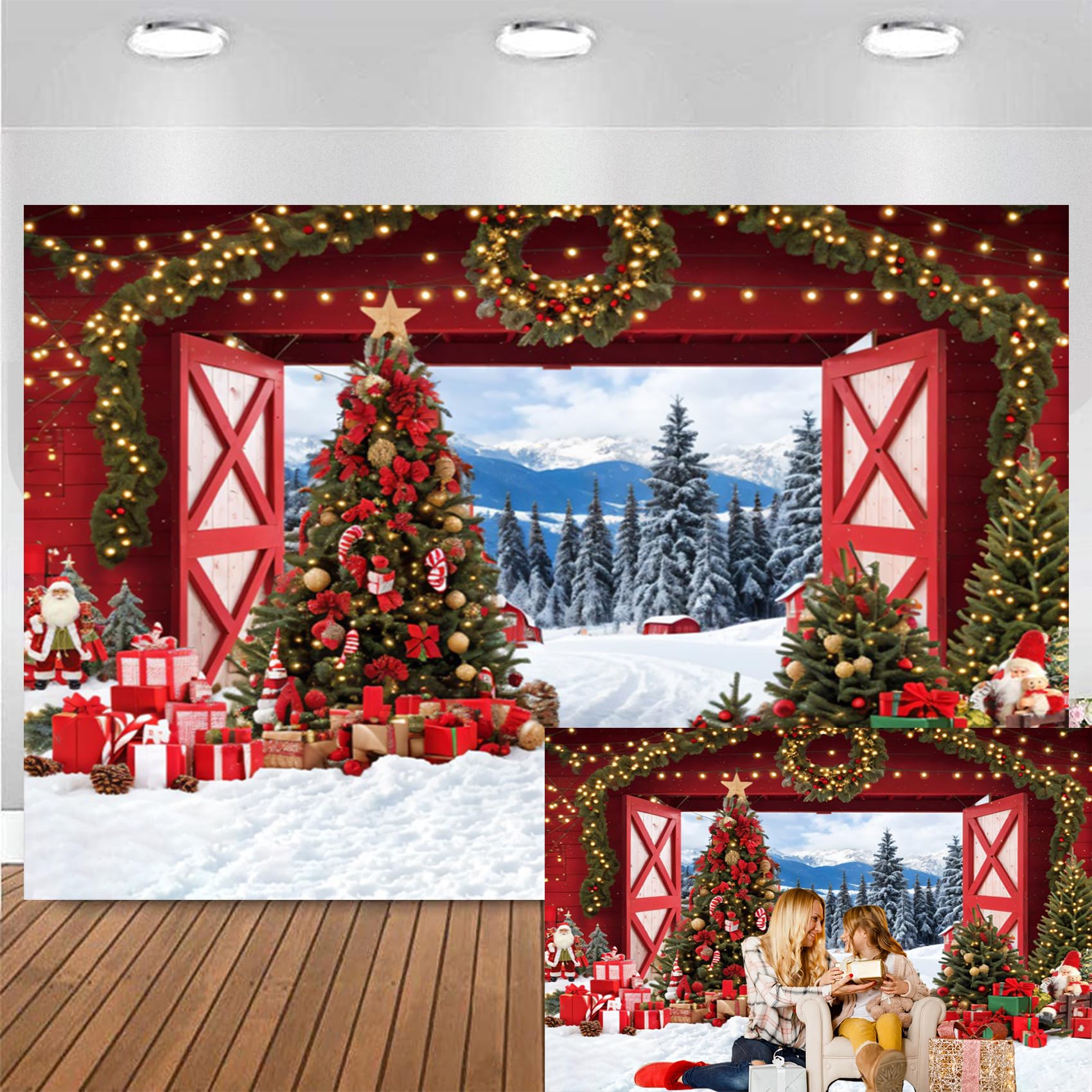 TYLCLTX Winter Snow Scene Christmas Backdrop for Photography Christmas Trees Background Snowfield Photo Studio Props 8x6ft