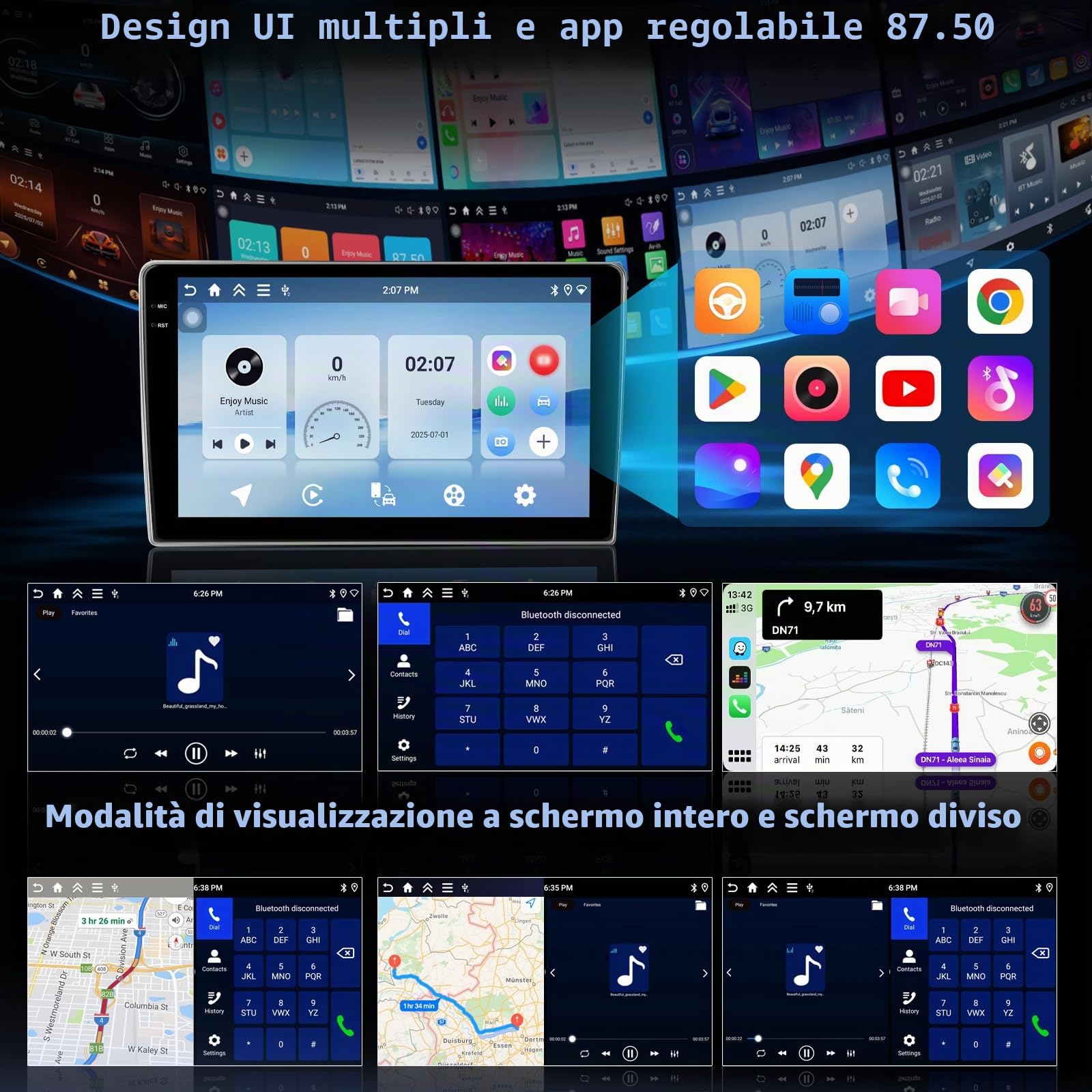 Hikity 4+128G 9" Autoradio Android per FIAT Tipo Egea 2015-2020 | Incell Touchscreen Wireless Carplay Autoradio 2 DIN GPS Navi Bluetooth 5.0 WiFi FM/RDS Retrocamera EQ 4+128G