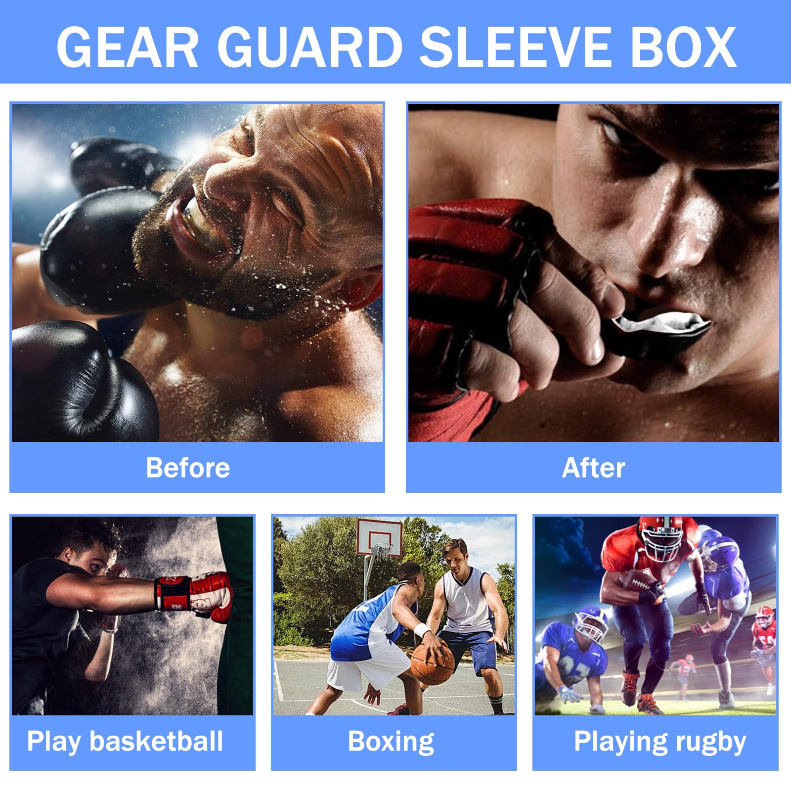 4 Pcs Paradenti Boxe Adulto, Paradenti Sportivo Adulti e Bambini con Portatile Custodia, pParadenti Kick Boxing pParadenti Rugby, per Arti Marziali, Hockey, Arti Marziali Miste, Taekwondo