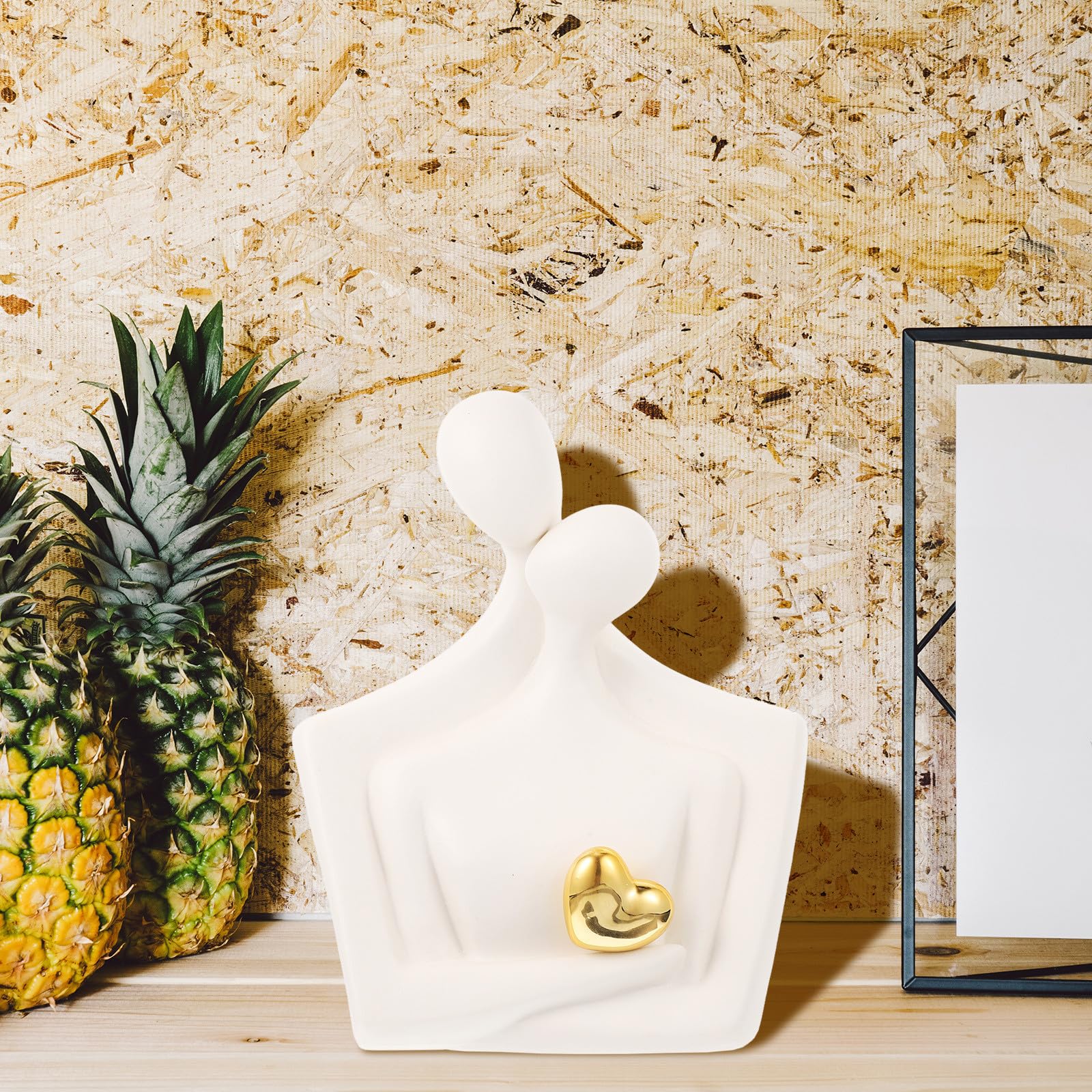 Alipis Escultura Cerámica Adorno de Escritorio de Cerámica Figura Abstracta de Abrazándose Blanco Decoración Romántica para Hogar y Obsequio de Boda