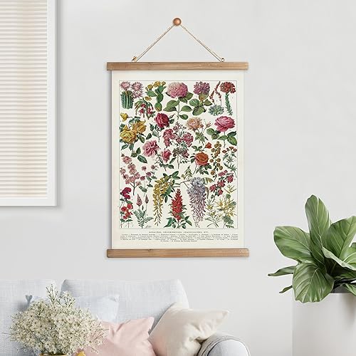 Miniatura 258 de XIAOAIKA Póster de botánica vintage con marco de madera, tabla de plantas venenosas antiguas, arte educativo botánico con especies peligrosas, 1