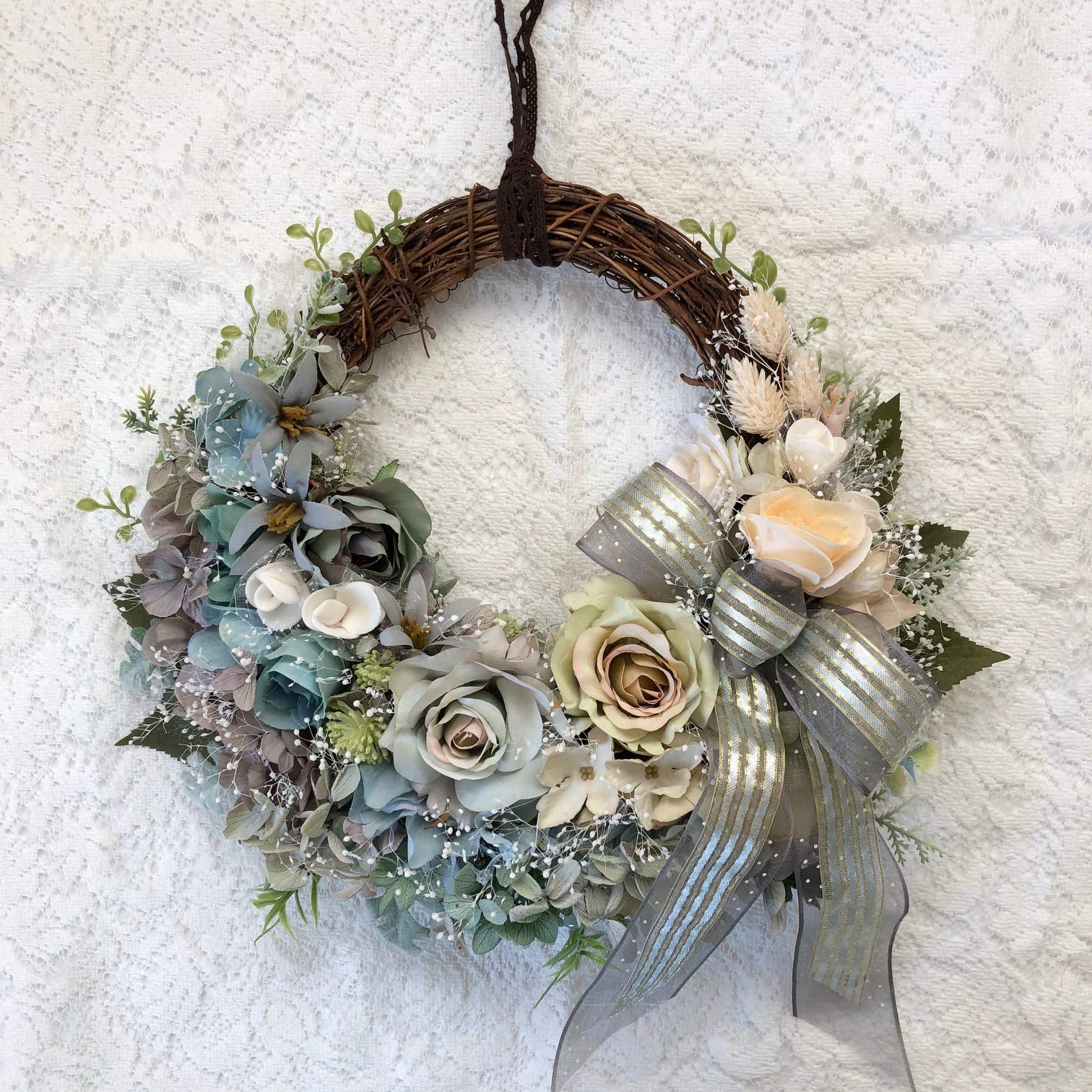 Amazon｜Lulu's ルルズ シャビーシックなハーフムーンリース アーティ