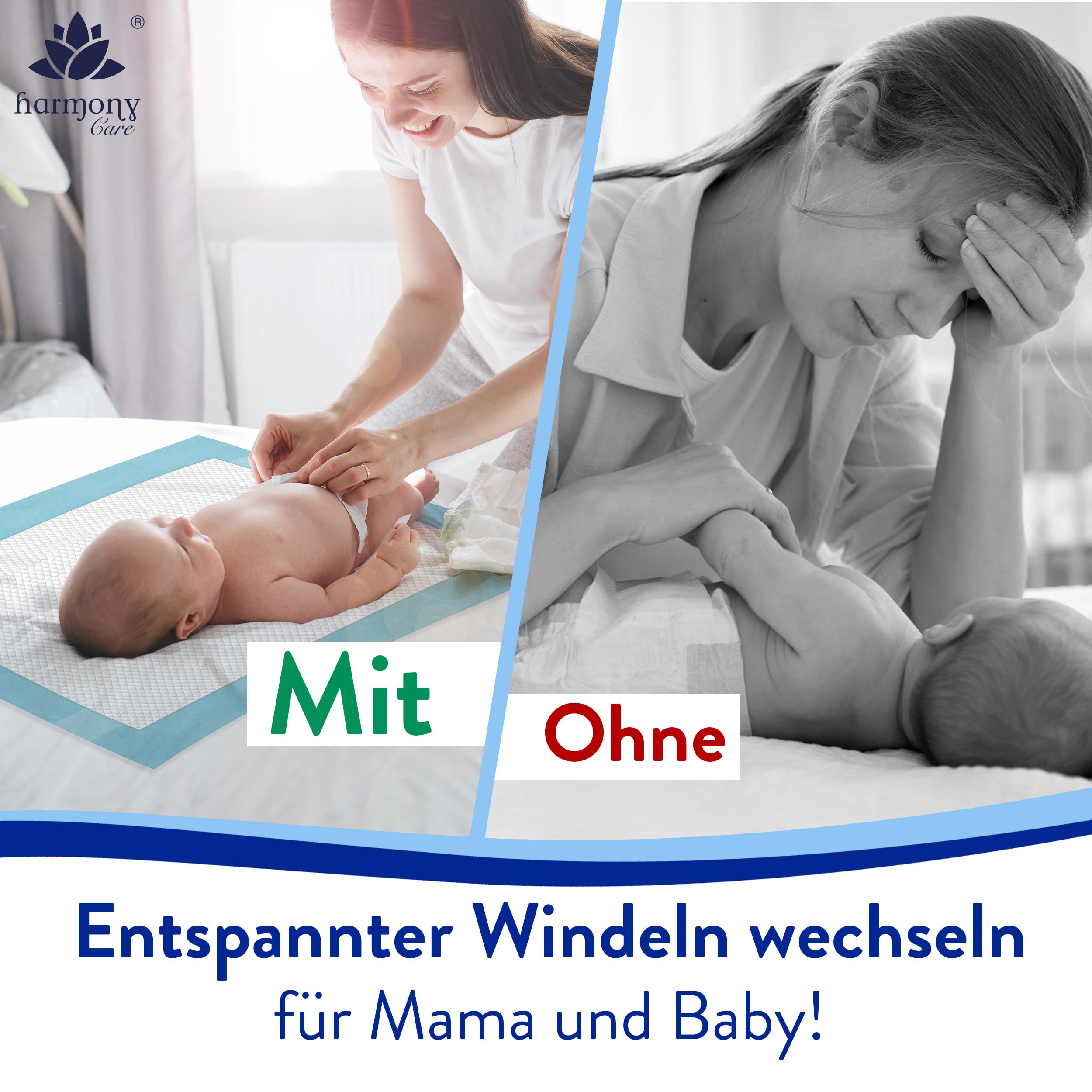Hautfreundliche Wickelunterlagen einweg 40 x 60 cm DERMATEST SEHR GUT saugstarke einweg wickelunterlage baby zubehör mit rutschfester Rückseite - 100 Stück