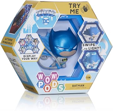 Wow! PODS DC Comics Light-Up Bobbling-Head Superhero Figure Collectible Toy Metallic Batman, Multi-Color
