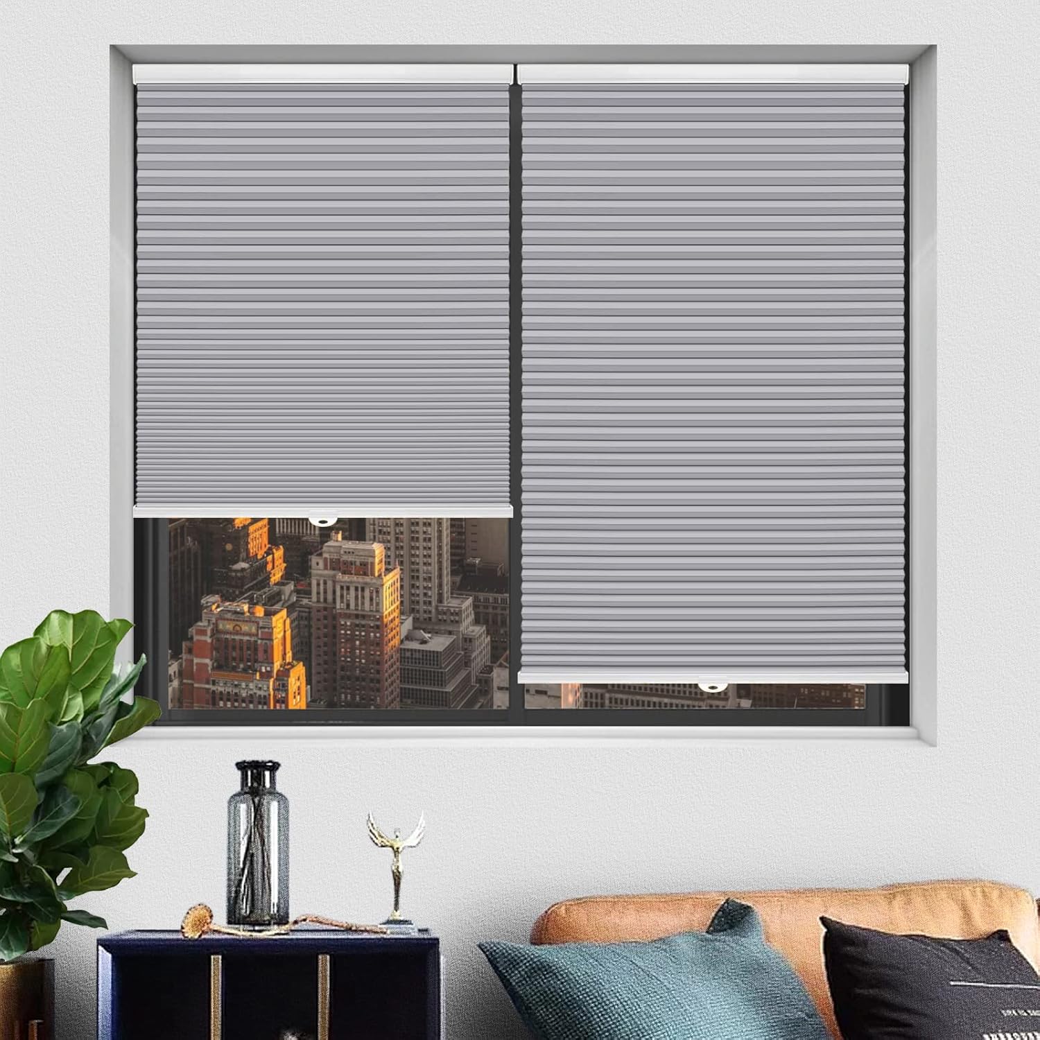 Custonow Custom Cordless Cellular Shades for Windows Blinds, 2 Lift