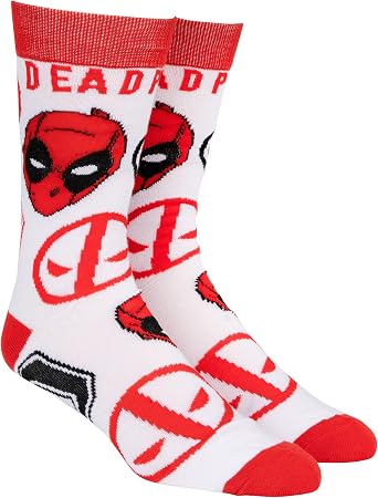 Deadpool Faces and Symbols Crew Socks
