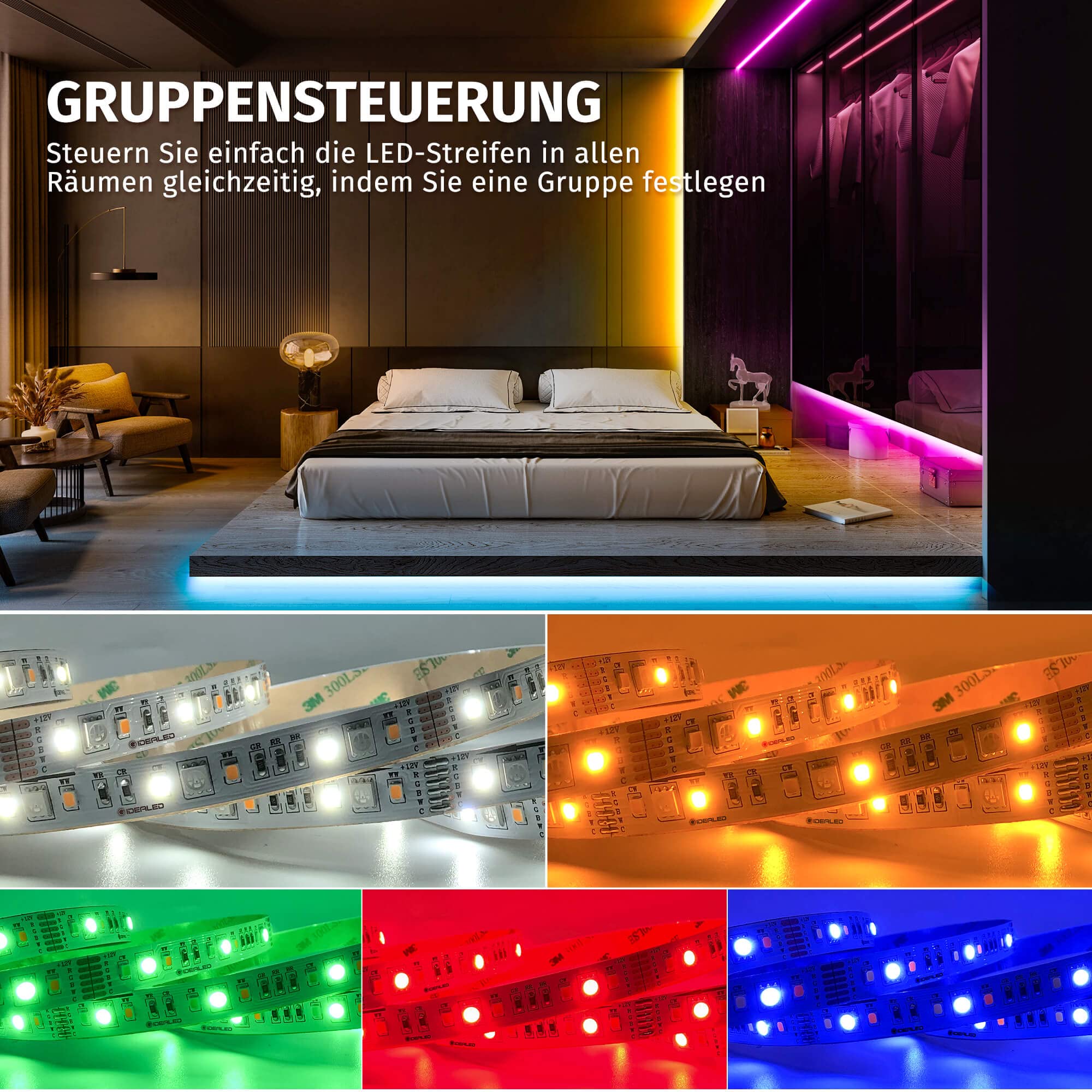 GIDEALED Smart ZigBee 3.0 RGBWW LED Streifen 5m Kit mit kompatibler HUB Brücke,Echo Plus für APP/Alexa Sprachsteuerung RGB Kaltweiß Warmweiß Dimmbares RGBCCT LightStrip Plus Ambient Beleuchtung