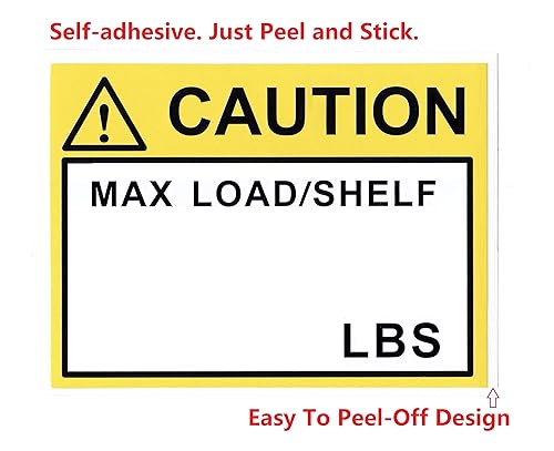 Miniatura 5 de 100 etiquetas de capacidad para estante de paletas, 3 x 4 pulgadas (3.000 x 4.000in) Precaución máxima cargaestante LBS, luz cruzada de seguridad