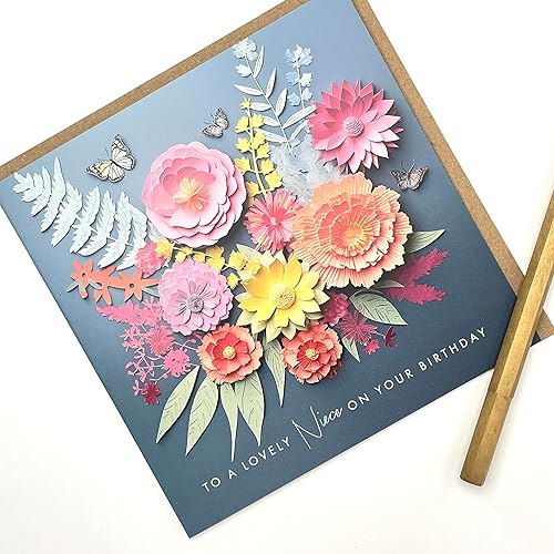 Miniatura 8 de Old English Company Tarjeta de cumpleaños para hija encantadora, ramo de flores oscuras y diseño de mariposa, en blanco en el interior