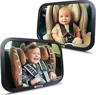 Onco Baby Car Mirror Rear Facing (2-Pack) - Award-Winning Car Mirror for Baby 100% Shatterproof Baby Mirror for Car Journeys, Shakeproof Car Seat Mirror for Baby Rear Facing, Universal Car Baby Mirror