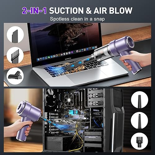 Miniatura 3 de KMM Aspiradora de mano para automóvil, aspiradora de 11000 PA y plumero de aire, aspiradora de alta potencia de 120 W, portátil, inalámbrico,