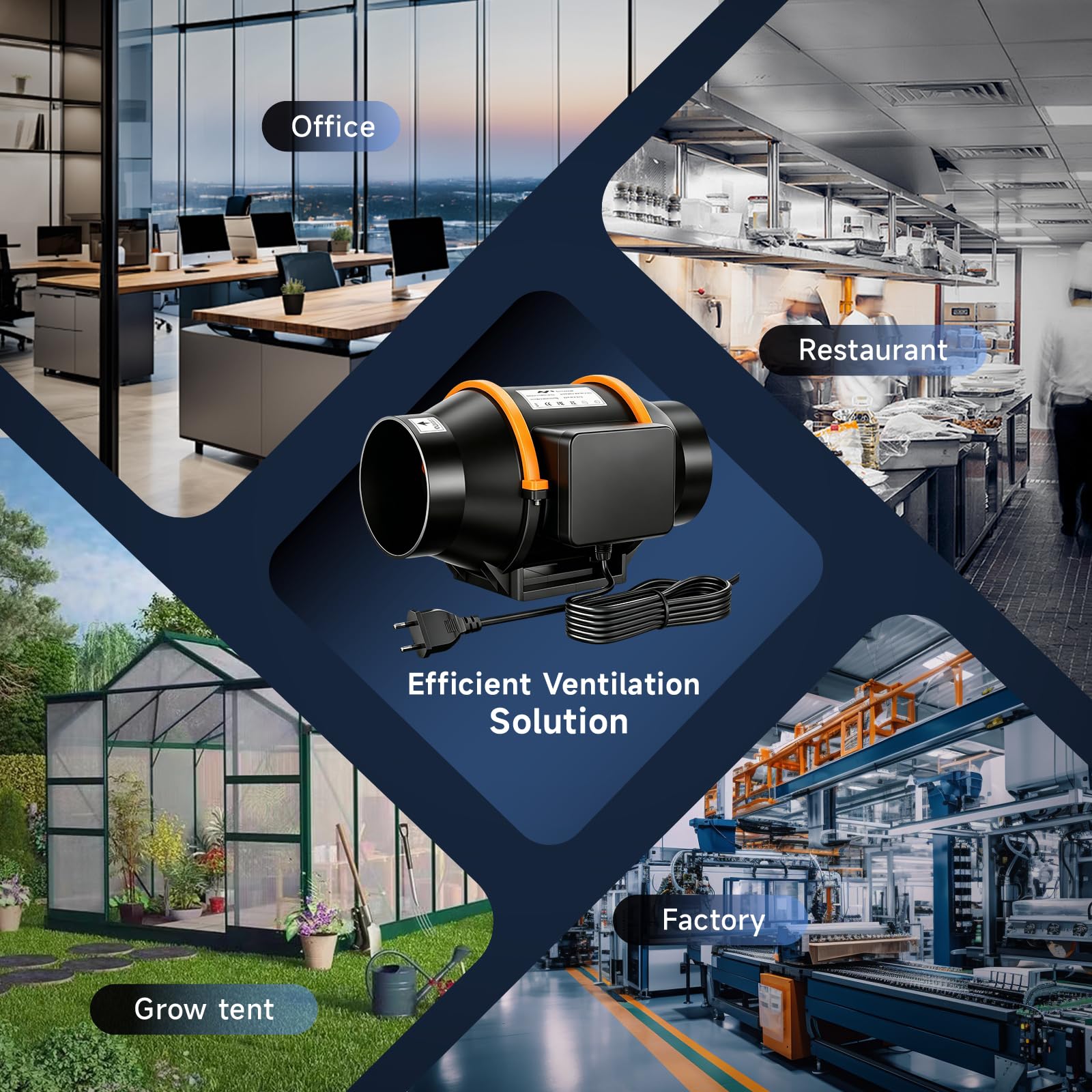 Extracteur d'Air 100mm, EC Moteur Ventilateur Réglable 220m³/h, IPX2, VMC Salle de Bain avec Protection Contre Surchauffe, pour Sous-Sols, Garages, Tentes de Culture, Imprimantes 3D