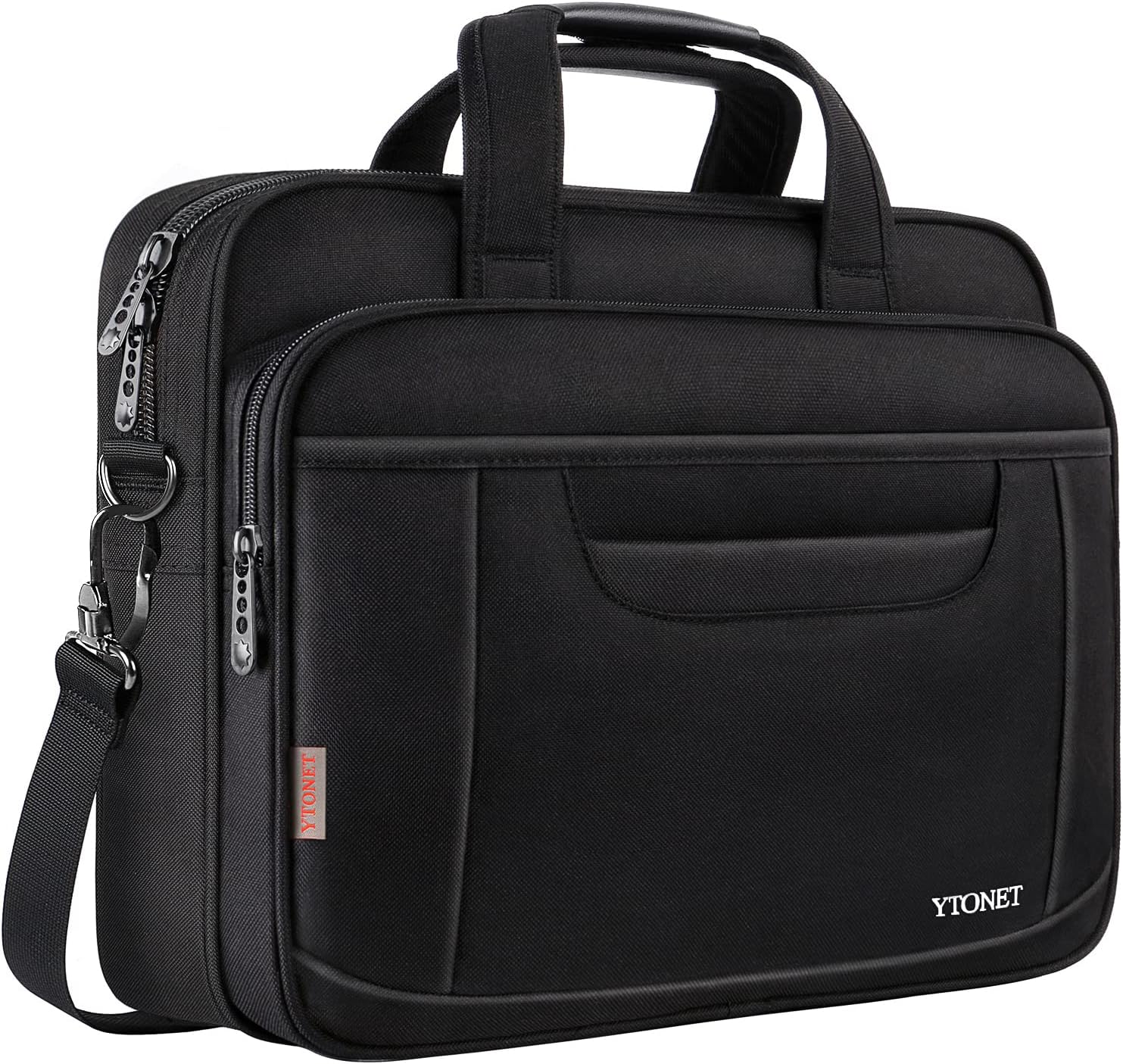 15.6 Inch Laptop Bag, Water Resisatant Briefcase Laptop Case for Men Women, Stylish Nylon Multi-Functional Computer Shoulder Bag for Business Travel School, Fit 15.6 15 Inch Laptop, Black
