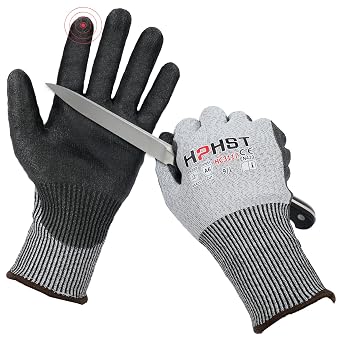 Cut Protection Gloves Hand Protection for Cutting Work Gloves Level A6 Gardening Gloves Men Women Cut Resistant Gloves for Kitchens Horticulture Construction Site Grey 1 Pair Size 9 / L