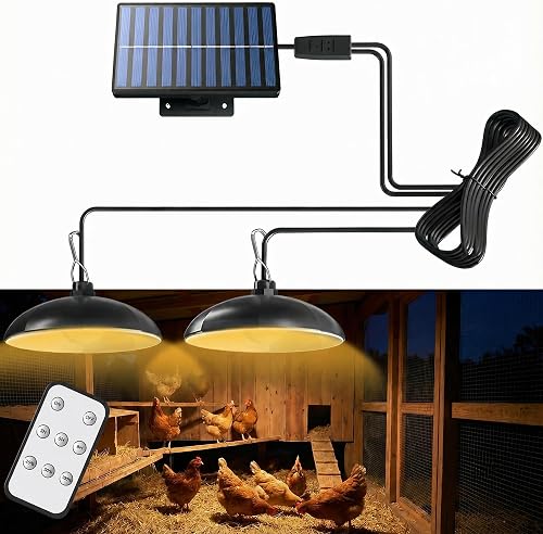 redaica solar chicken coop light with remote, timer, and two lamps