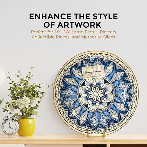 Miniatura 4 de TR-LIFE Paquete de 4 soportes de placa de 8 pulgadas para exhibición, grande, soporte de metal dorado, bandeja decorativa, libro, placas, caballete
