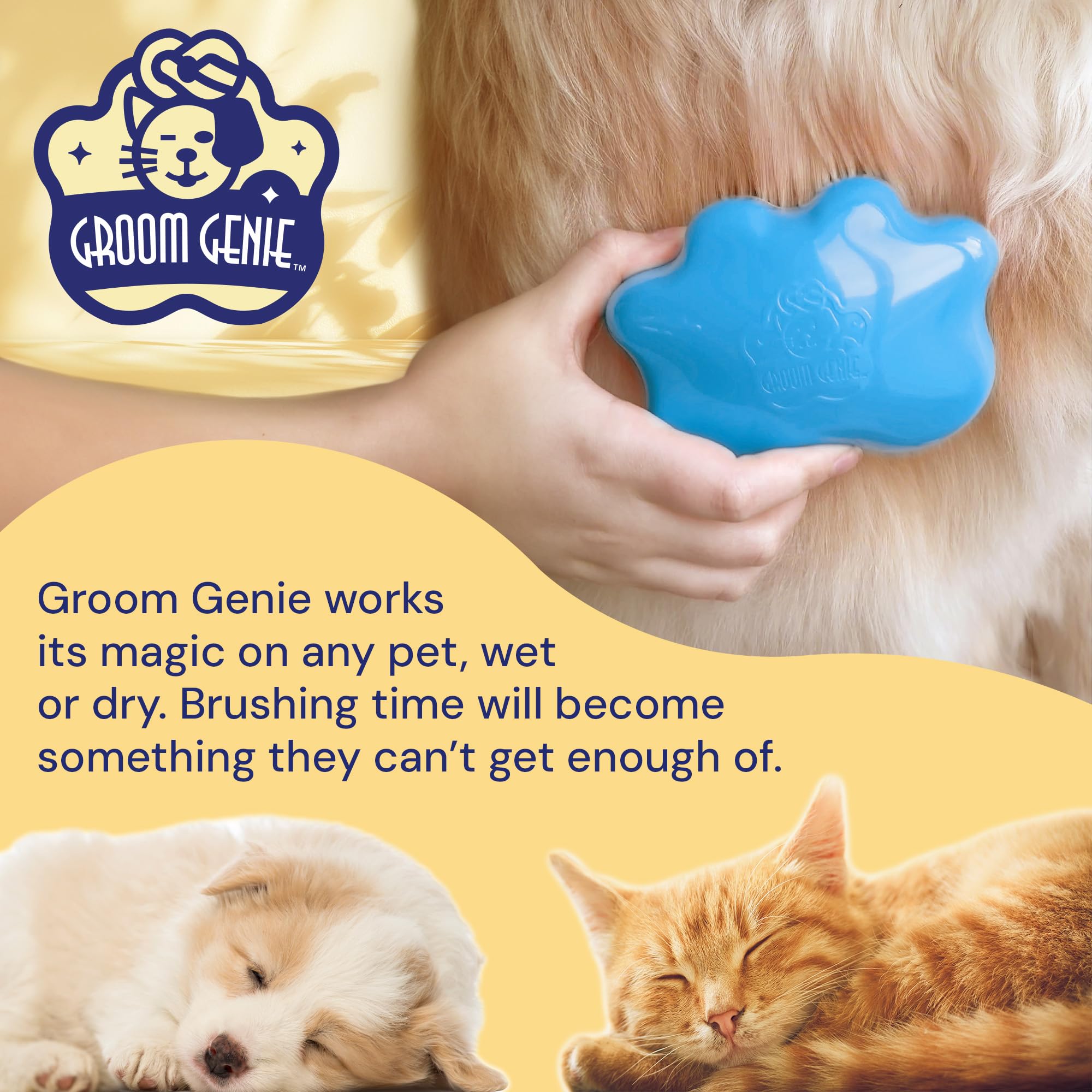 Cepillo de masaje grande de 5 pulgadas para perros y mascotas, herramienta de aseo para gatos, perros, pelo largo o corto, color azul real