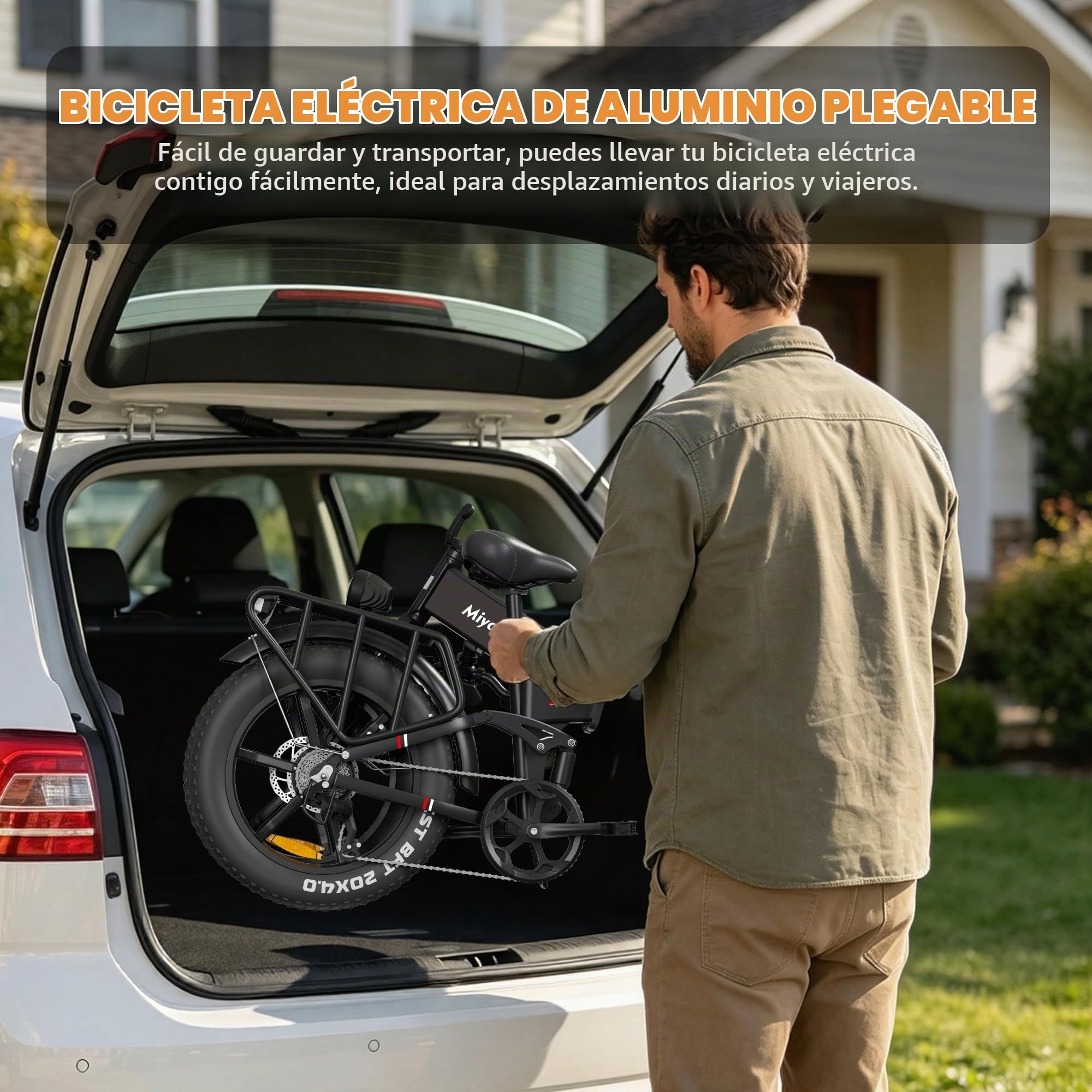 Bicicleta eléctrica plegable para adultos, batería extraíble con certificación UL, cuadro de aluminio ligero, bicicleta eléctrica con neumáticos gruesos de 20"X4.0", frenos hidráulicos de aceite para