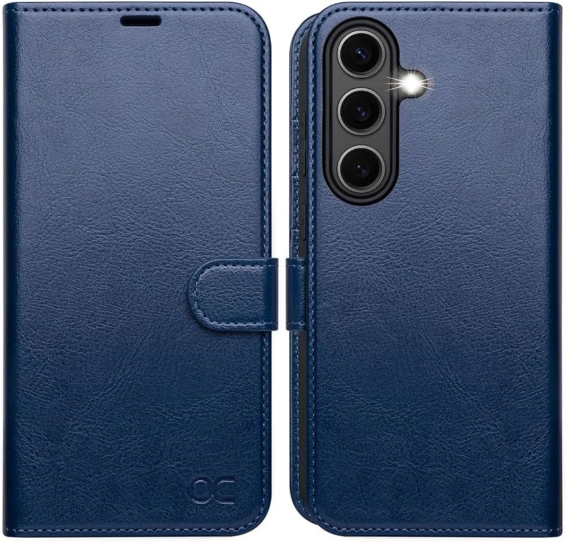 OCASE Compatible with Galaxy S25 Wallet Case, PU Leather Flip Folio Case with Card Holders RFID Blocking Kickstand [Shockproof TPU Inner Shell] Protective Phone Cover 6.2 Inch 2025, Blue