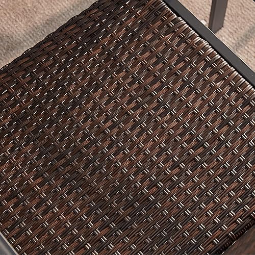 Miniatura 10 de VICLLAX Juego de 4 sillas de comedor para exteriores, sillas de patio con reposabrazos para jardín, sillas de mimbre para exteriores, silla de