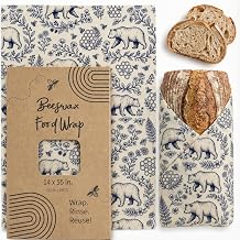 Beeswax Bread Wrap Roll 14x55in, Cut to Size - Blue Bears
