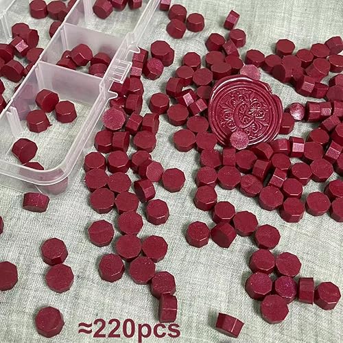 Miniatura 2 de YOKIOU 220pcs Cera de sellado de cera roja para sello de cera (rojo 4)