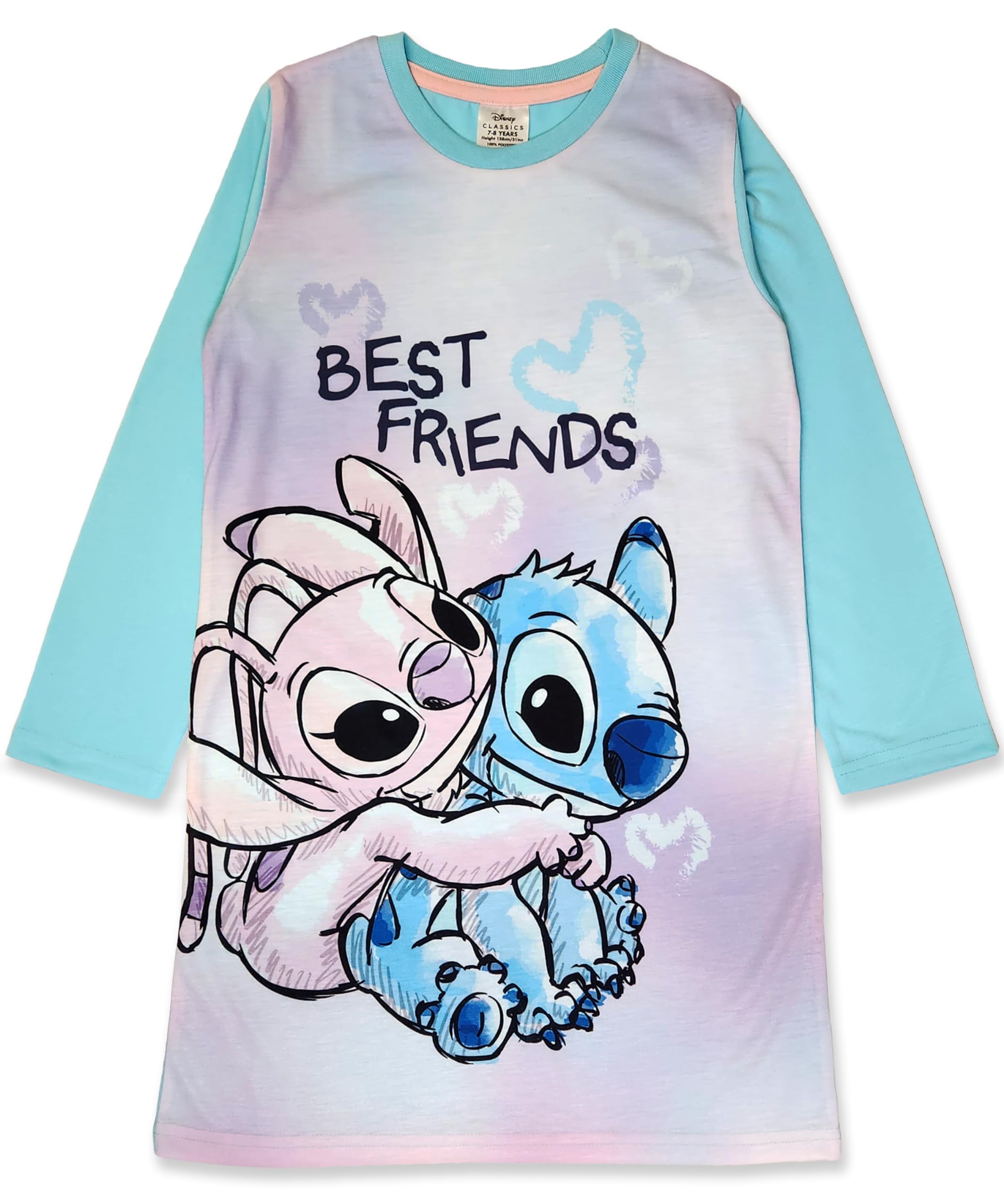 Disney Girls Purple Lilo & Stitch Long Sleeved Nightie/Nightdress 11-12Yrs