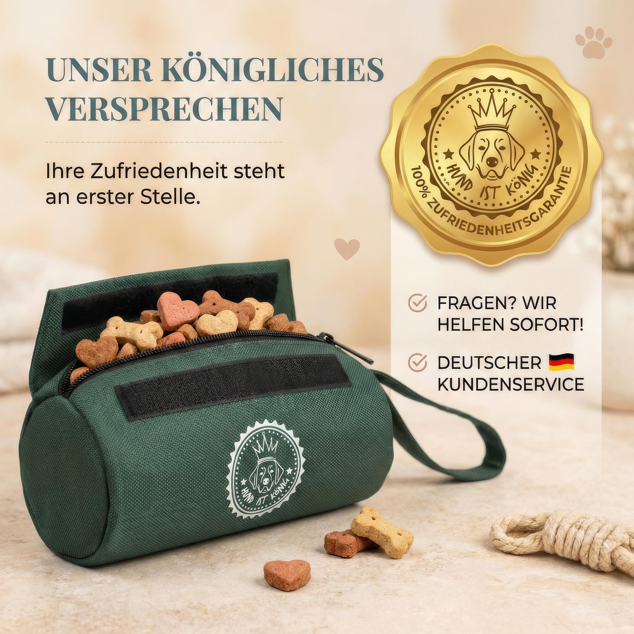 HUND IST KÖNIG Ciuccio premium per cani da riporto, ciuccio alimentare per dolcetti per cani, borsa per alimenti ideale per l'addestramento del cane o l'istruzione del cucciolo