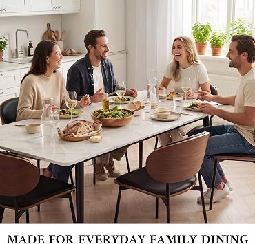 Sintered Stone Dining Table, White Marble Effect Kitchen Table, 120cm