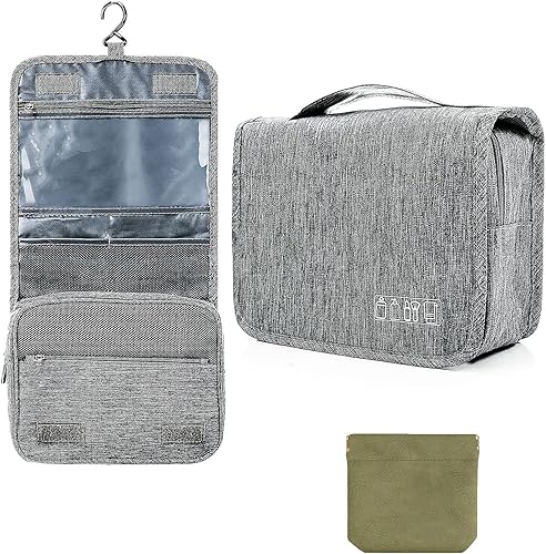 Neceser para hombres y mujeres, bolsa de cosméticos de viaje de gran capacidad con gancho para colgar, organizador de maquillaje de viaje colgante