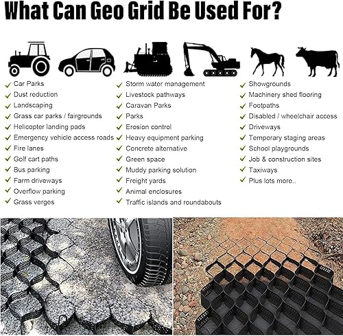 Miniatura 9 de Rejilla geográfica de tierra para control de la erosiónmuro de contención - Entrada al aire libre, estabilizador de granito de grava permeable, 2"