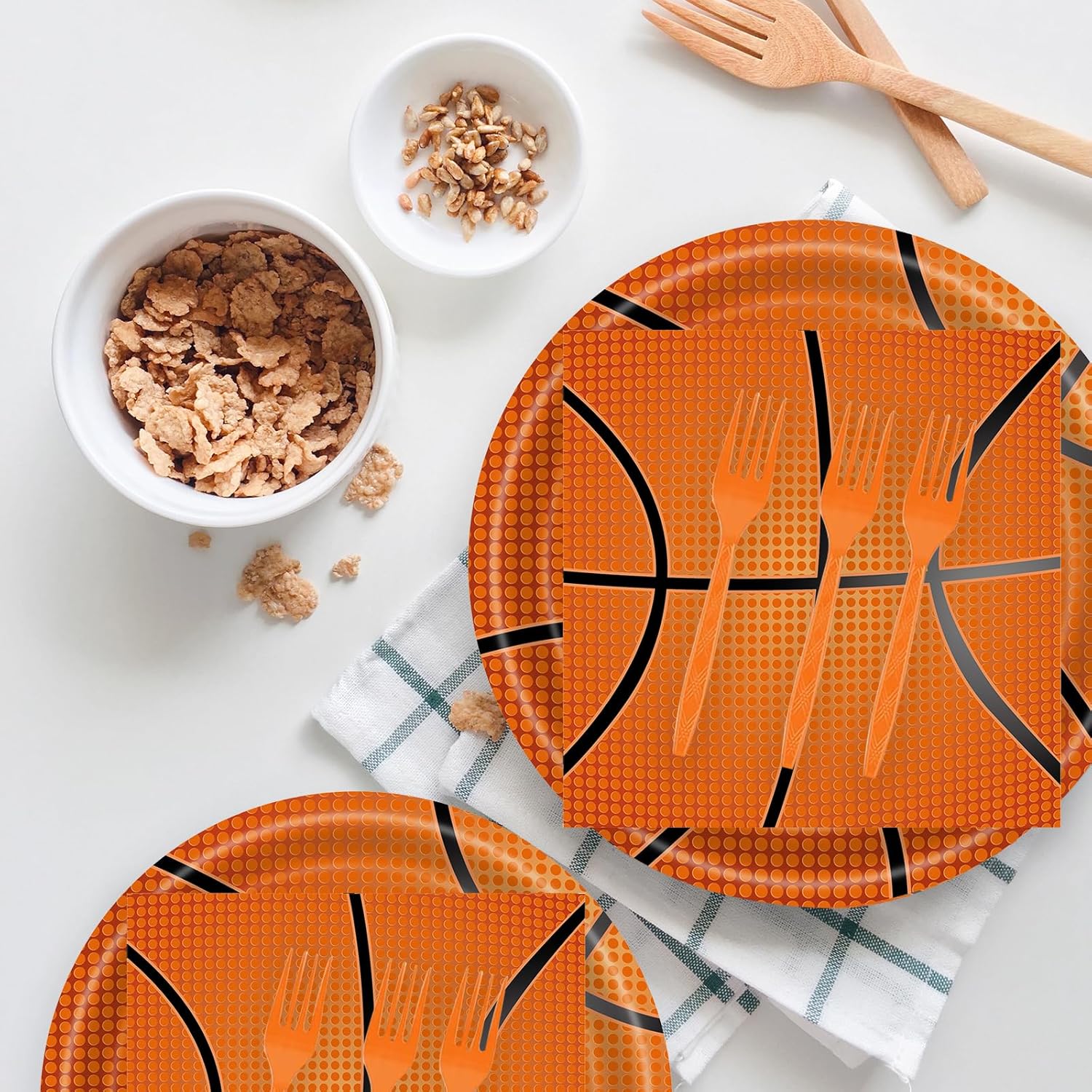 72 Pcs Basketball Paper Plates and Napkins - Disposable Party Plates and Napkins Tableware Set for Sports Birthday Party, Baby Shower - Serves 24 - Image 6
