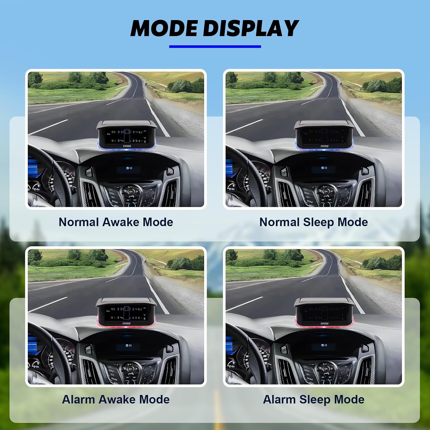 Tire Pressure Monitoring System Solar LCD Display TPMS 4 Sensors Wireless Real-time Monitoring Pressure and Temperature Minder (0-217 PSI) for RV Van Travel Motorhome Pickup Truck Commercial Vehicle