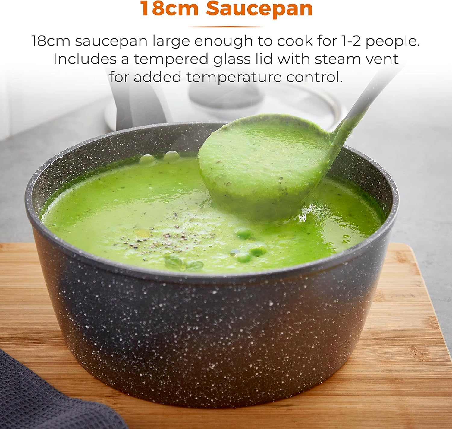 Tower Cerastone Saucepan with Easy Clean Non-Stick Ceramic Coating, 18 cm, Graphite